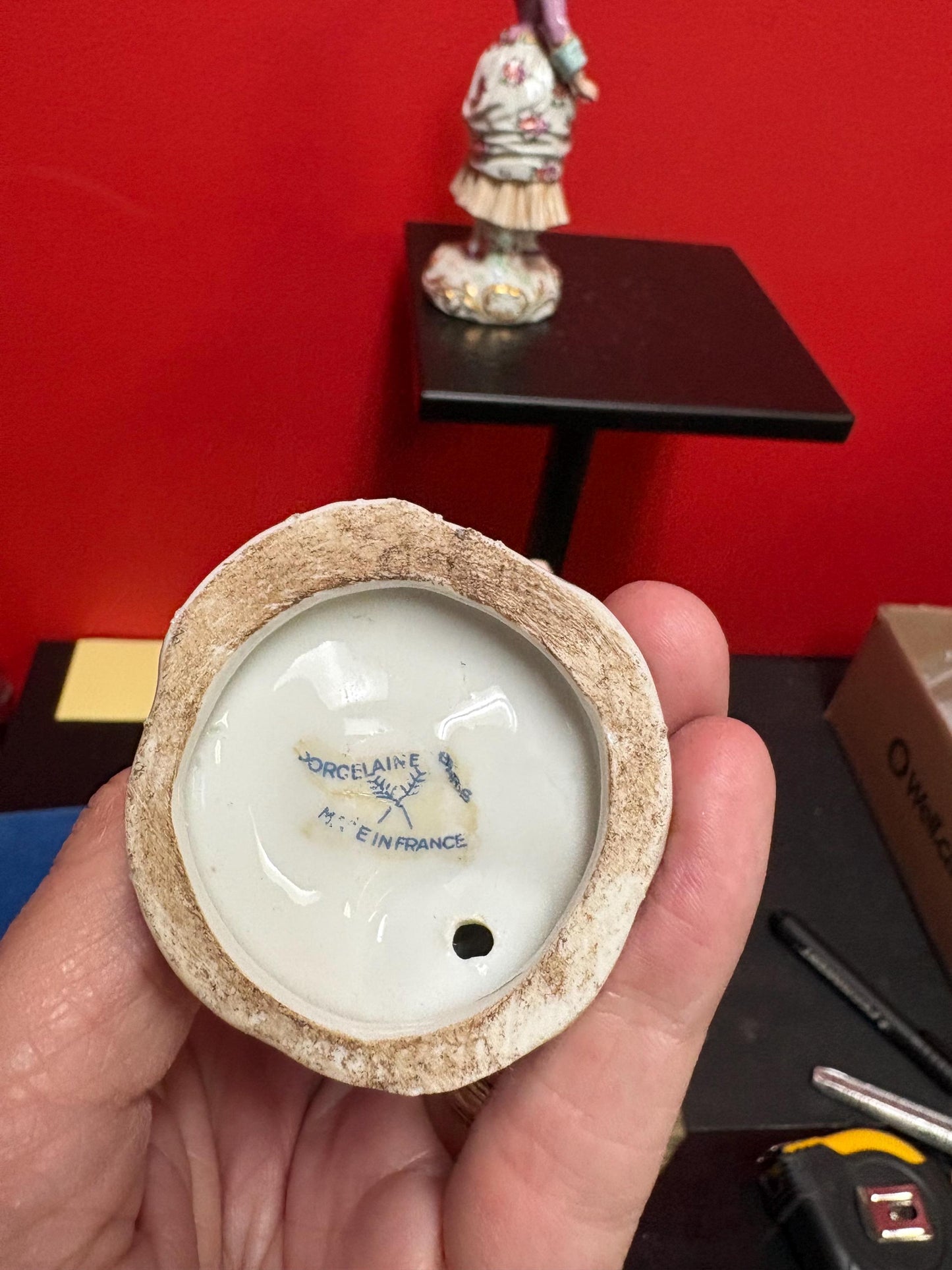 Pair of beautiful 6 and 7 inch French porcelain early 20th century statues in perfect condition - signed  wow.  B