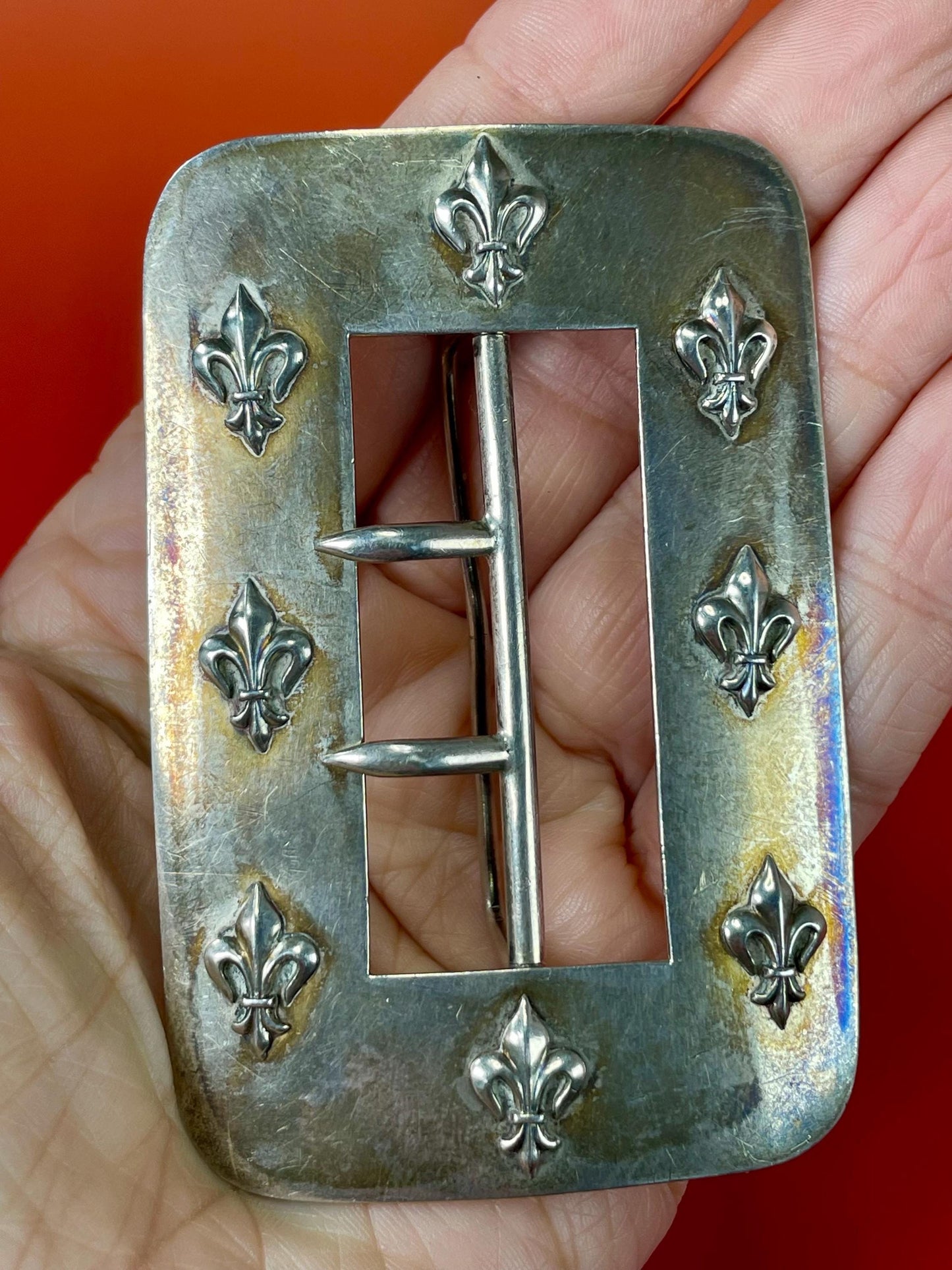Fabulous Edwardian Sterling Silver French Belt Buckle -B
