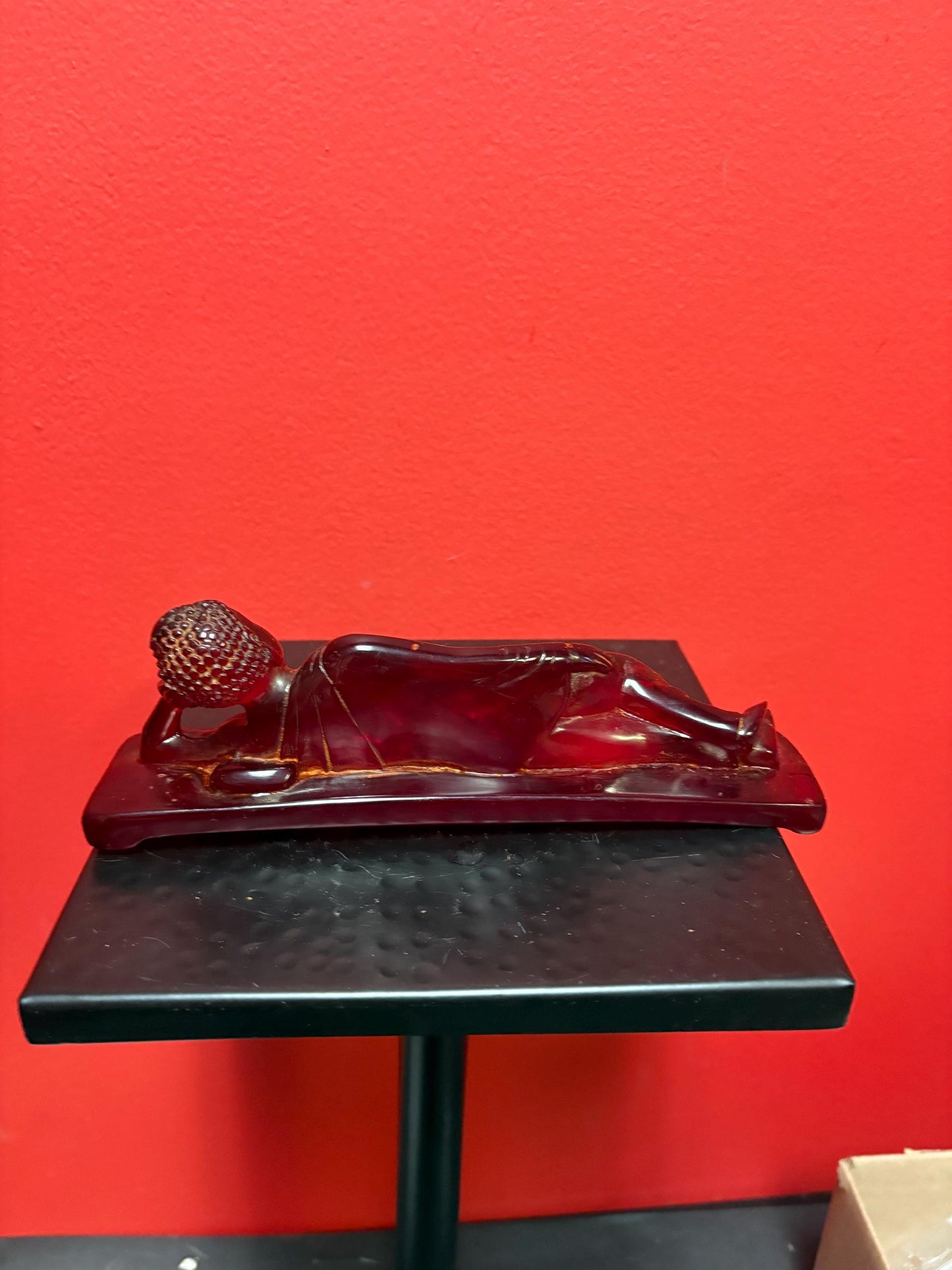 Stunning antique Chinese cherry red amber reclining Buddha - 8 x 3 high wonderful quality and condition  real deal