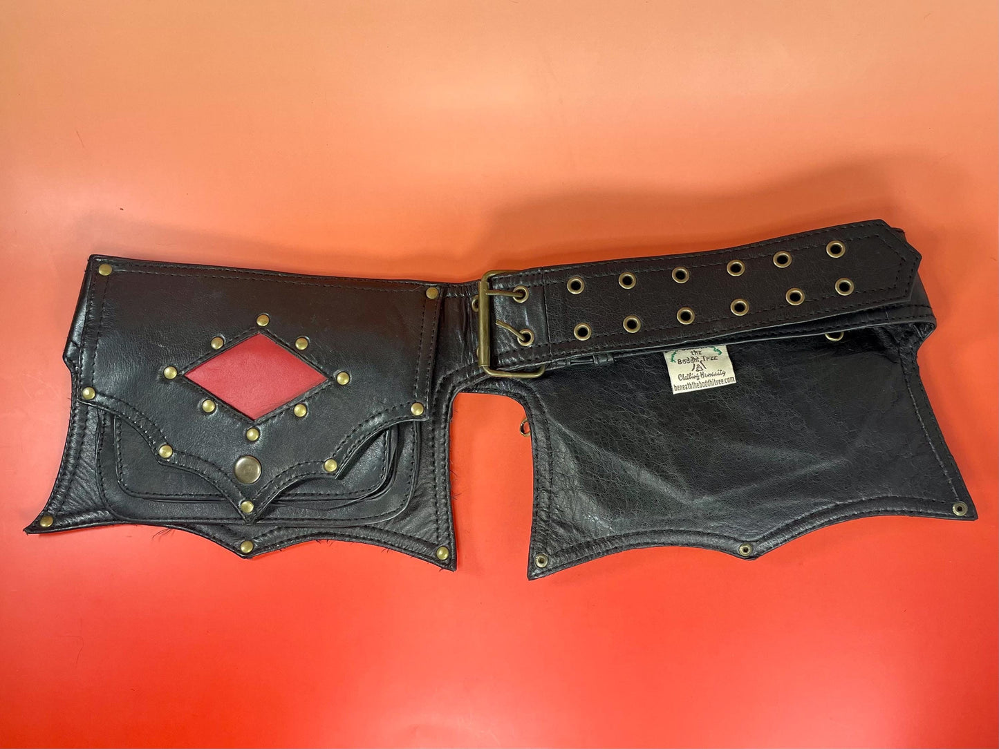 Black Leather Utility Belt with Pockets  Festival or Cosplay Ready