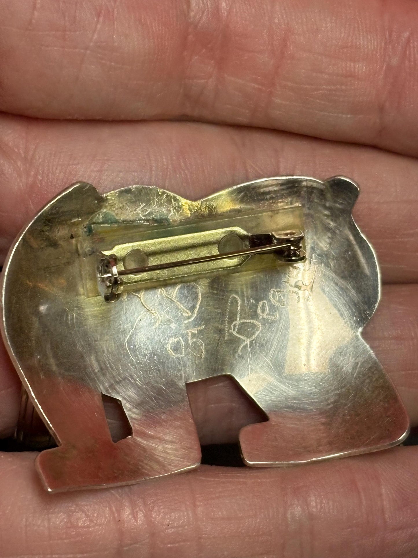 Stunning one-of-a-kind indigenous first nations Pacific Northwest Coast Sterling 2 inch bear brooch - signed  wear it or gift it