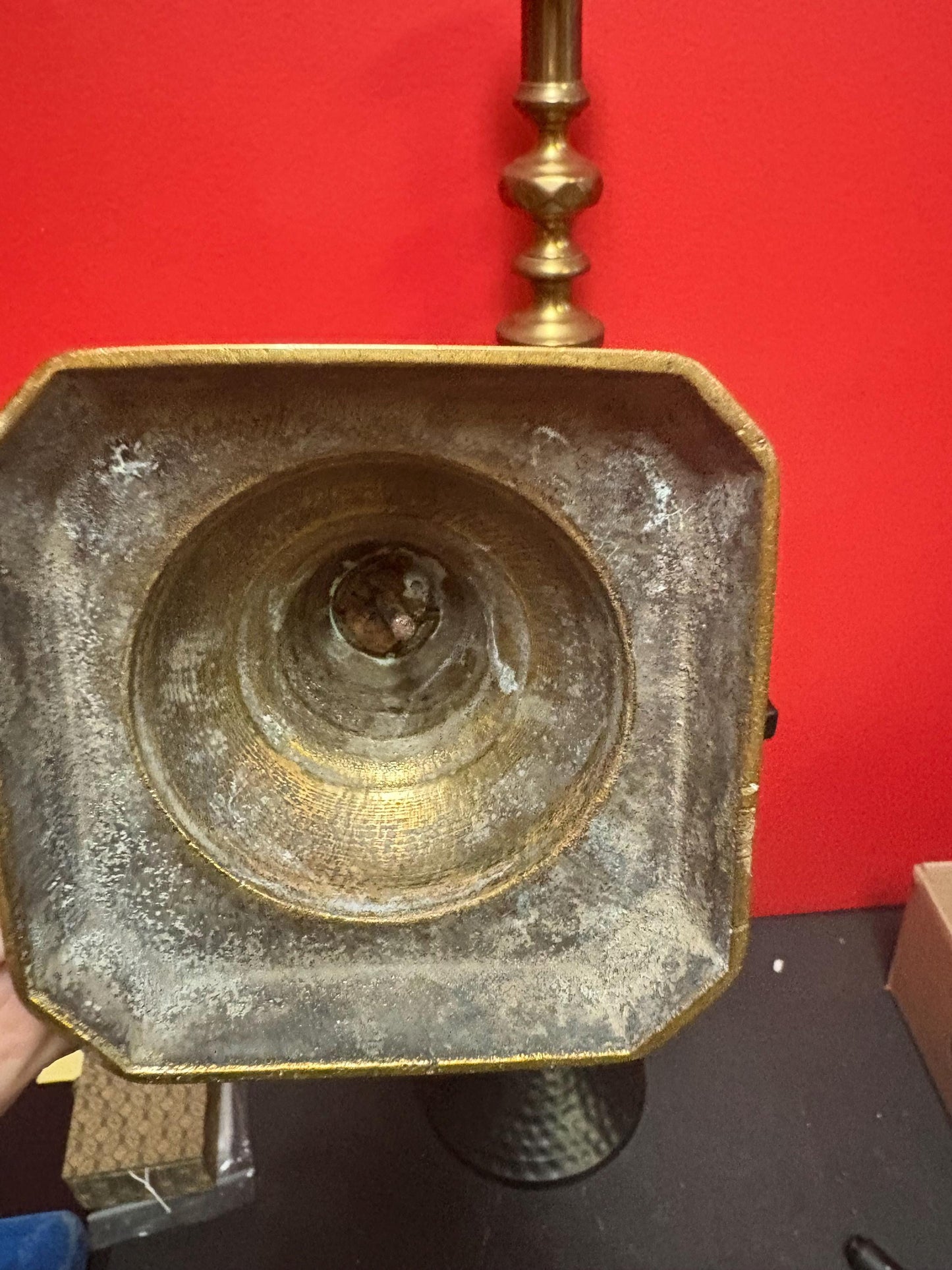 Beautiful 11 inch tall antique brass candlesticks with the original lifters  good condition and stable