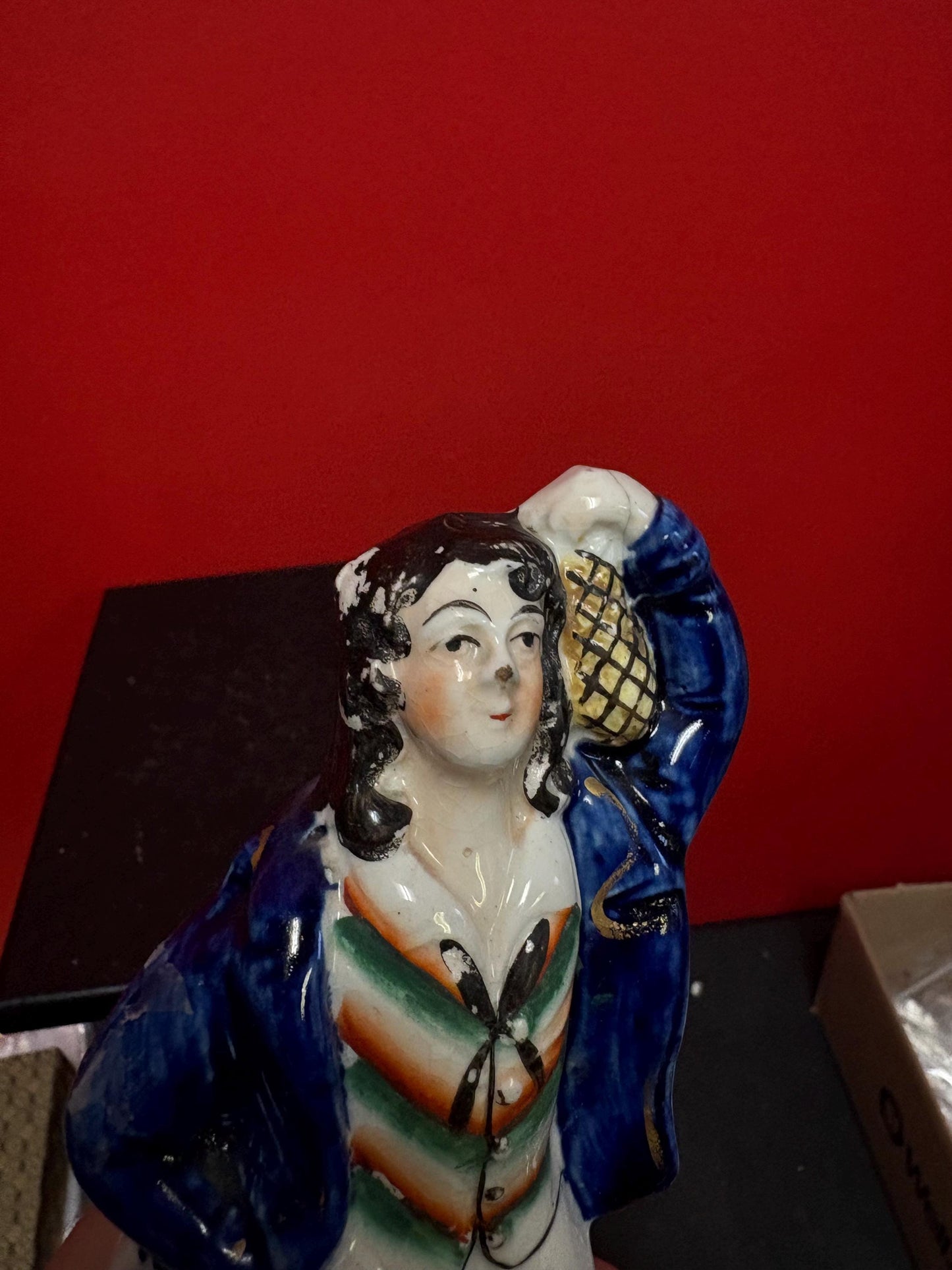 English antique 9 inch high authentic Staffordshire gentleman  paint missing  great value - B