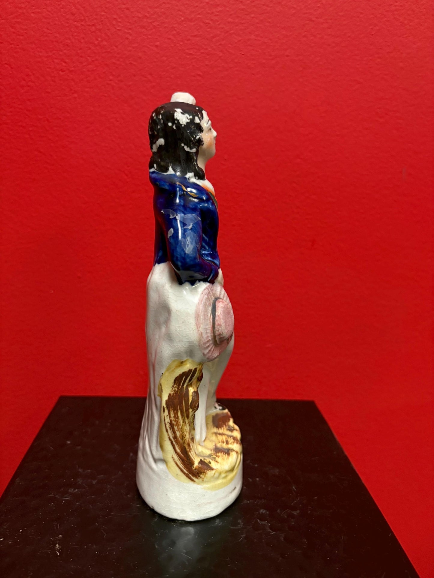 English antique 9 inch high authentic Staffordshire gentleman  paint missing  great value - B