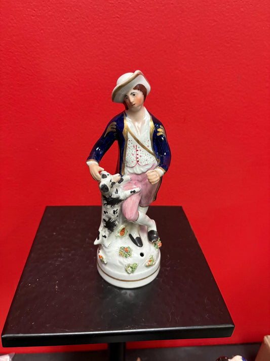 English antique 8 inch high authentic Staffordshire gentleman  great condition   great value - B