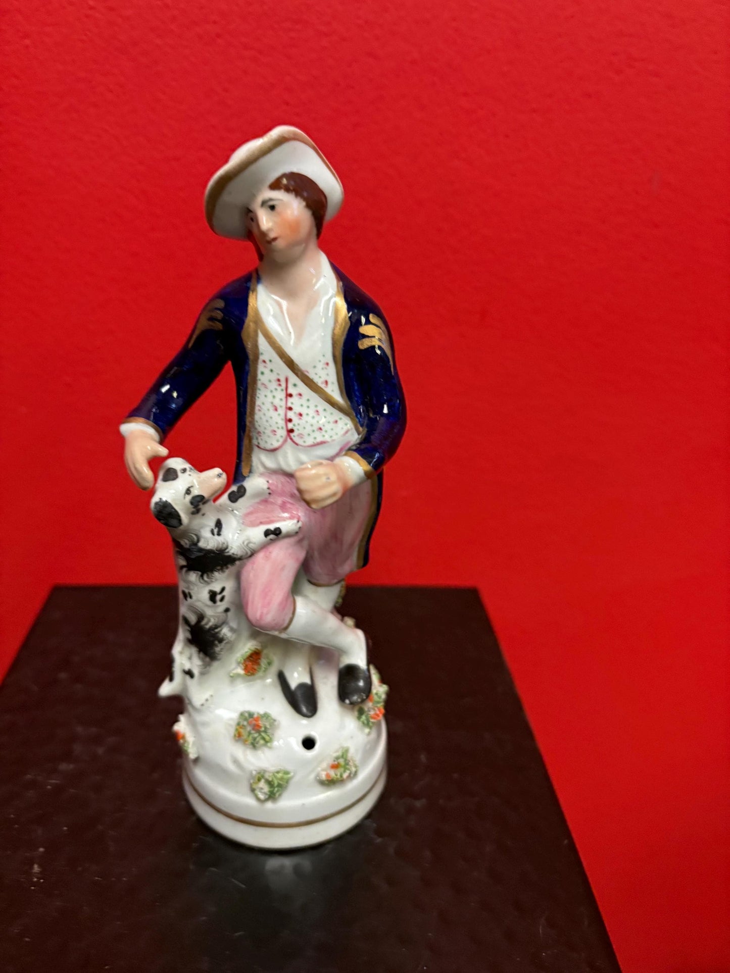 English antique 8 inch high authentic Staffordshire gentleman  great condition   great value - B