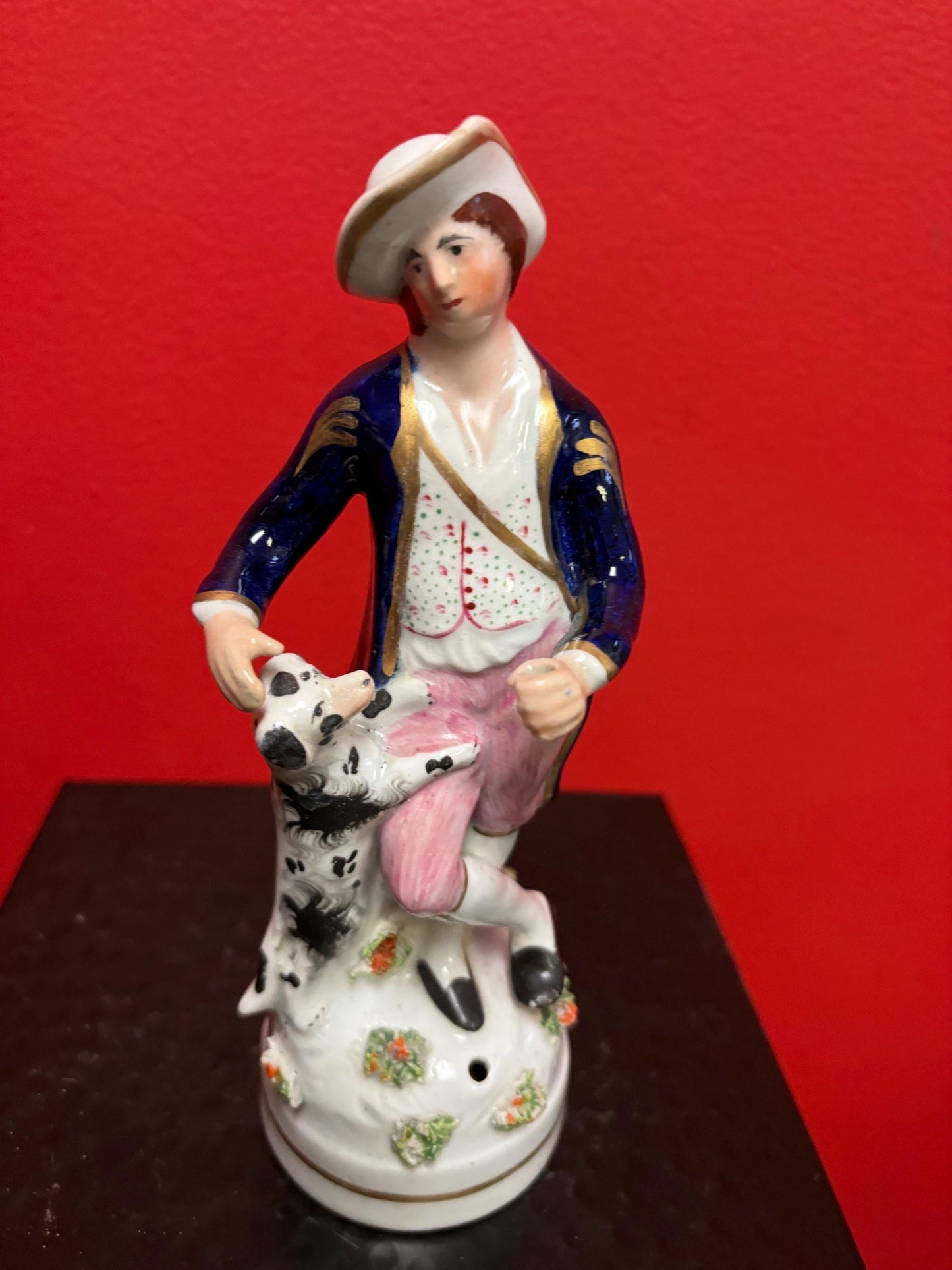 English antique 8 inch high authentic Staffordshire gentleman  great condition   great value - B