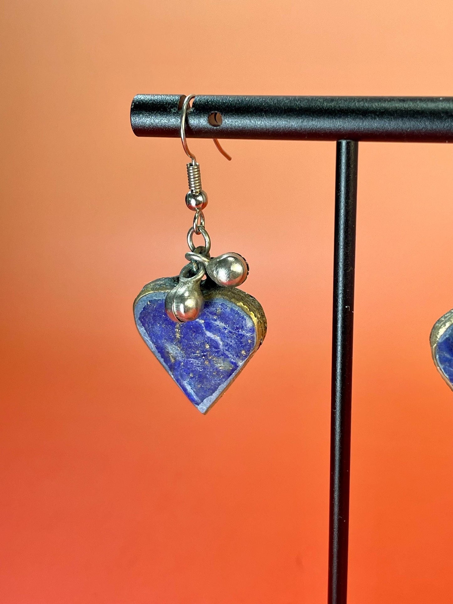 Heart Shaped Lapis Lazuli Earrings