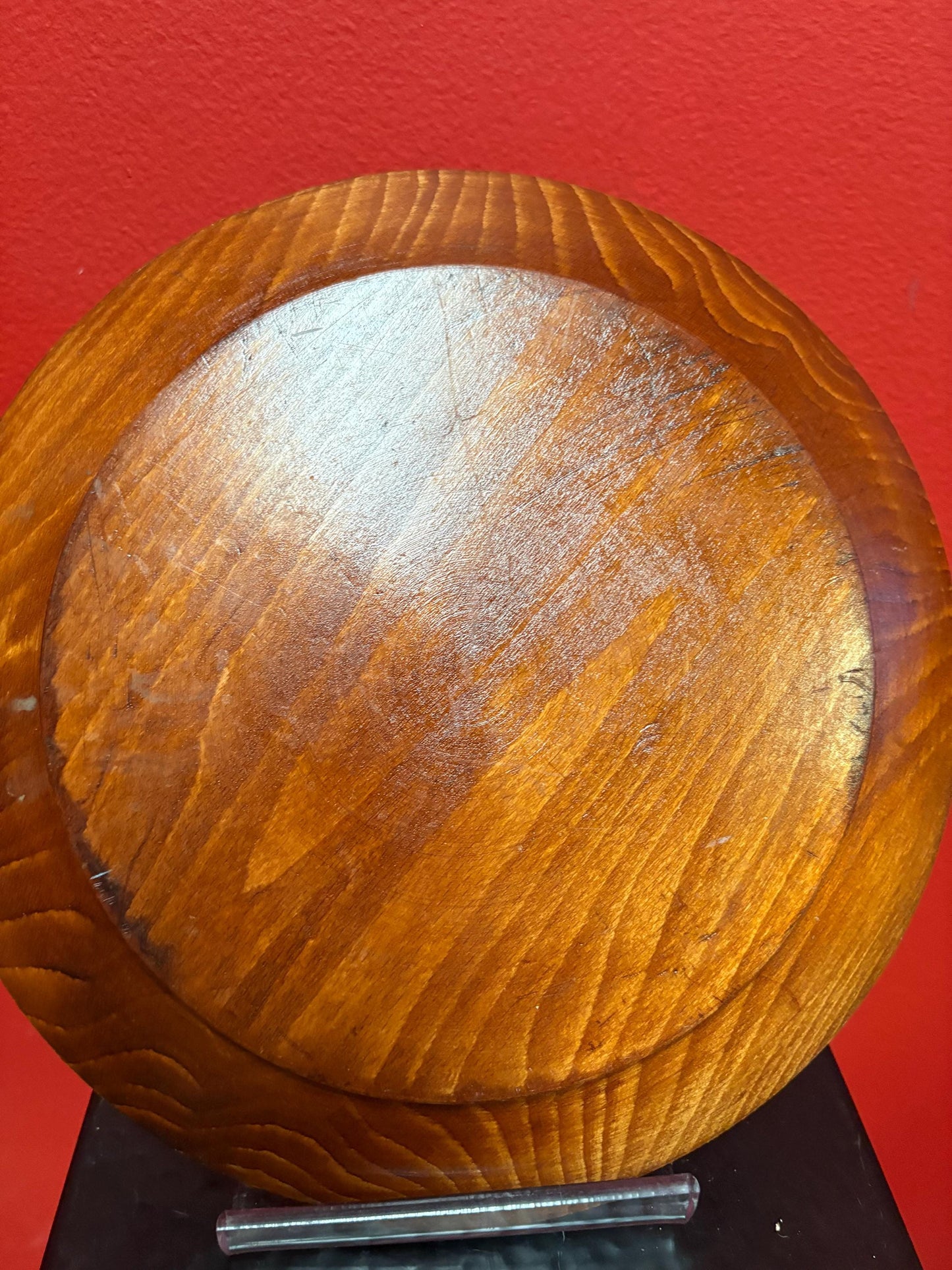 Beautiful old Persian style wooden plate  great detail and 9 inches across