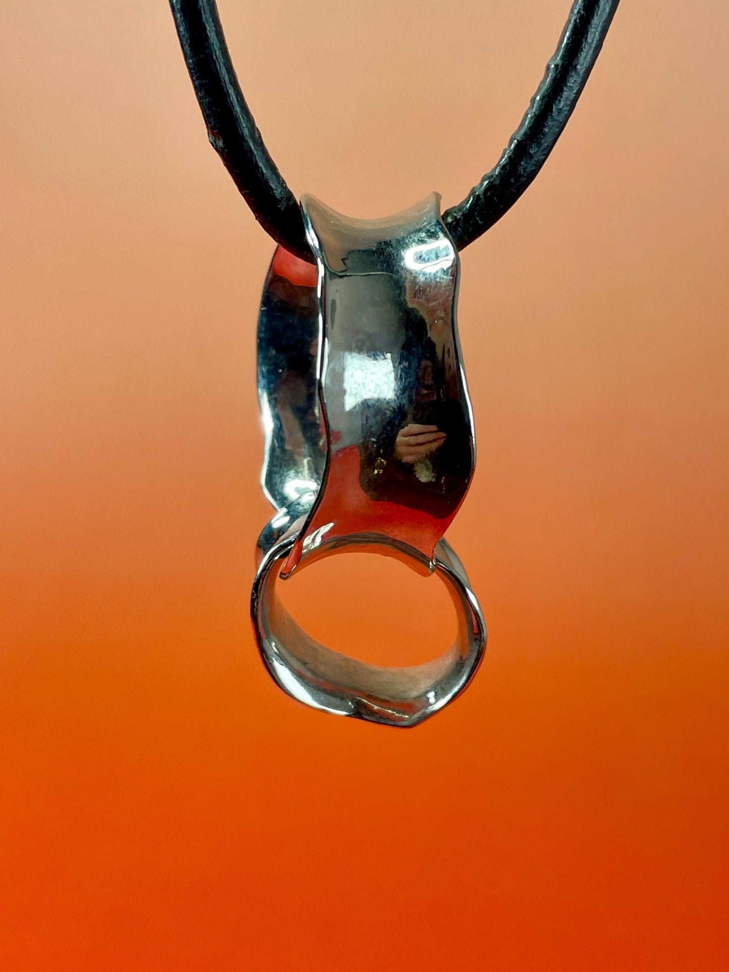 Fabulous Metal Chain Link pendant on Leather cord  Stunning piece and perfect for a gift