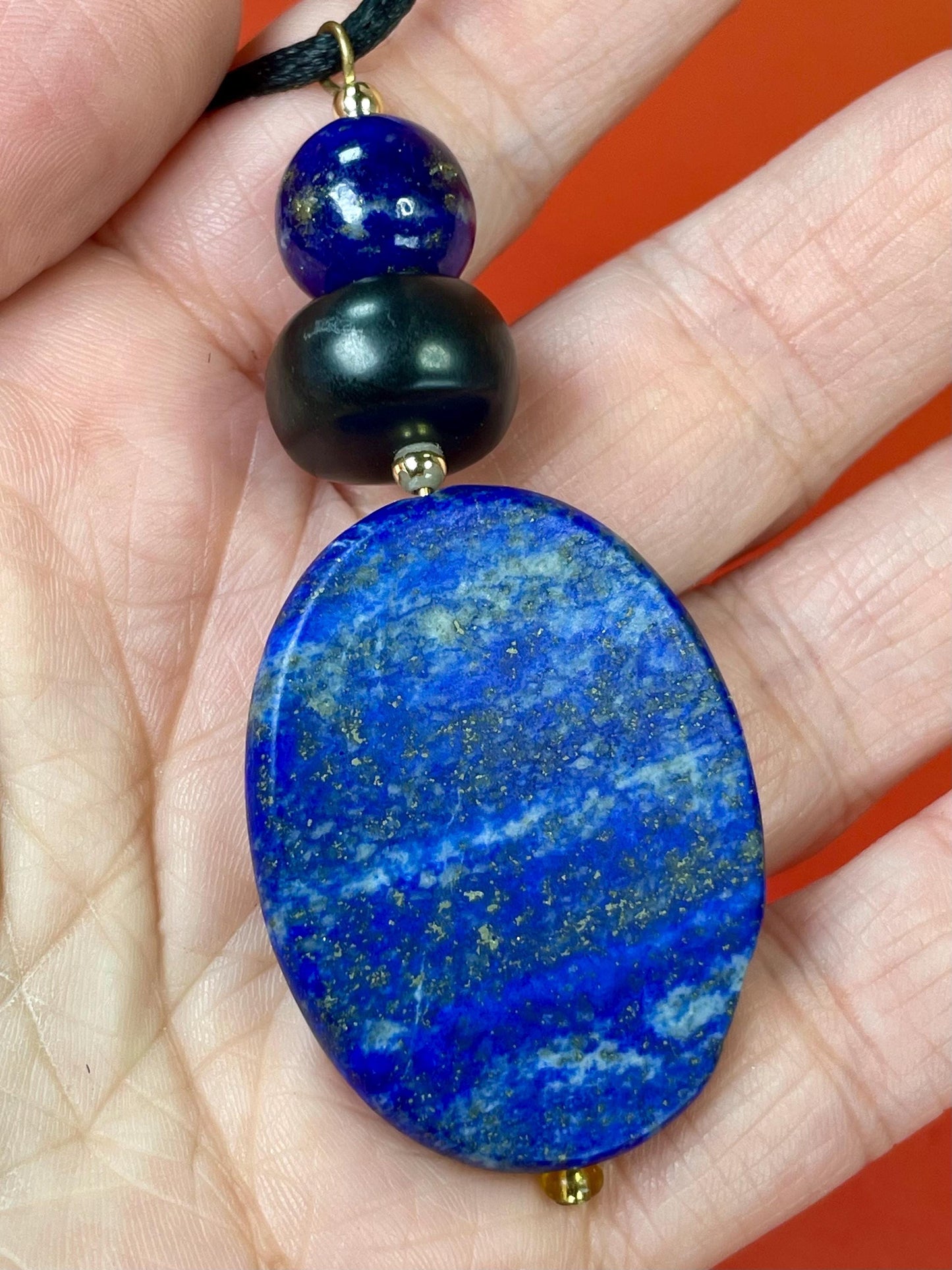 Fabulous 3 inch Lapis Lazuli pendant with necklace  Stunning piece and perfect for a gift