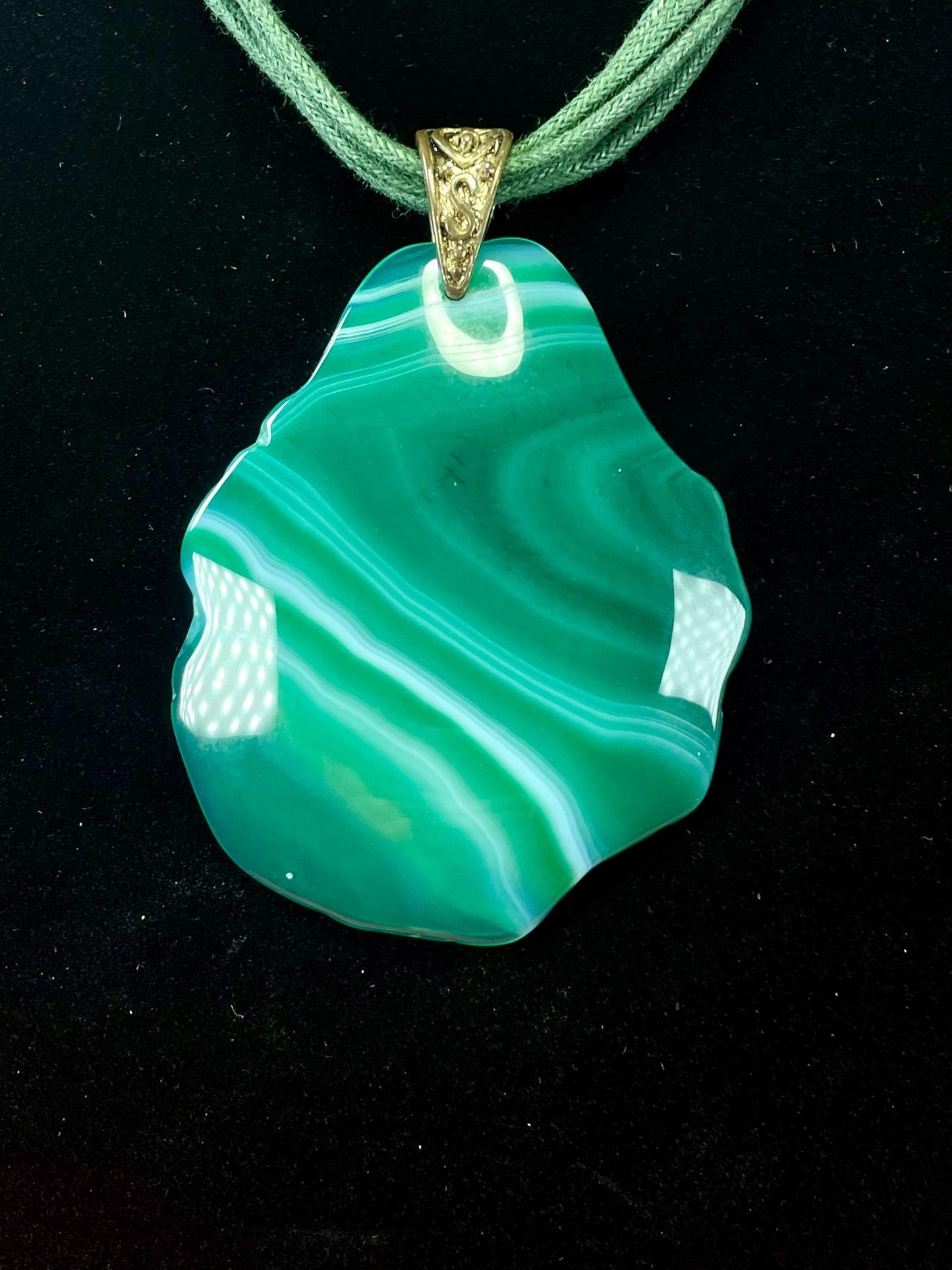 Stunning 2.75 inch Polished Green Stone Pendant