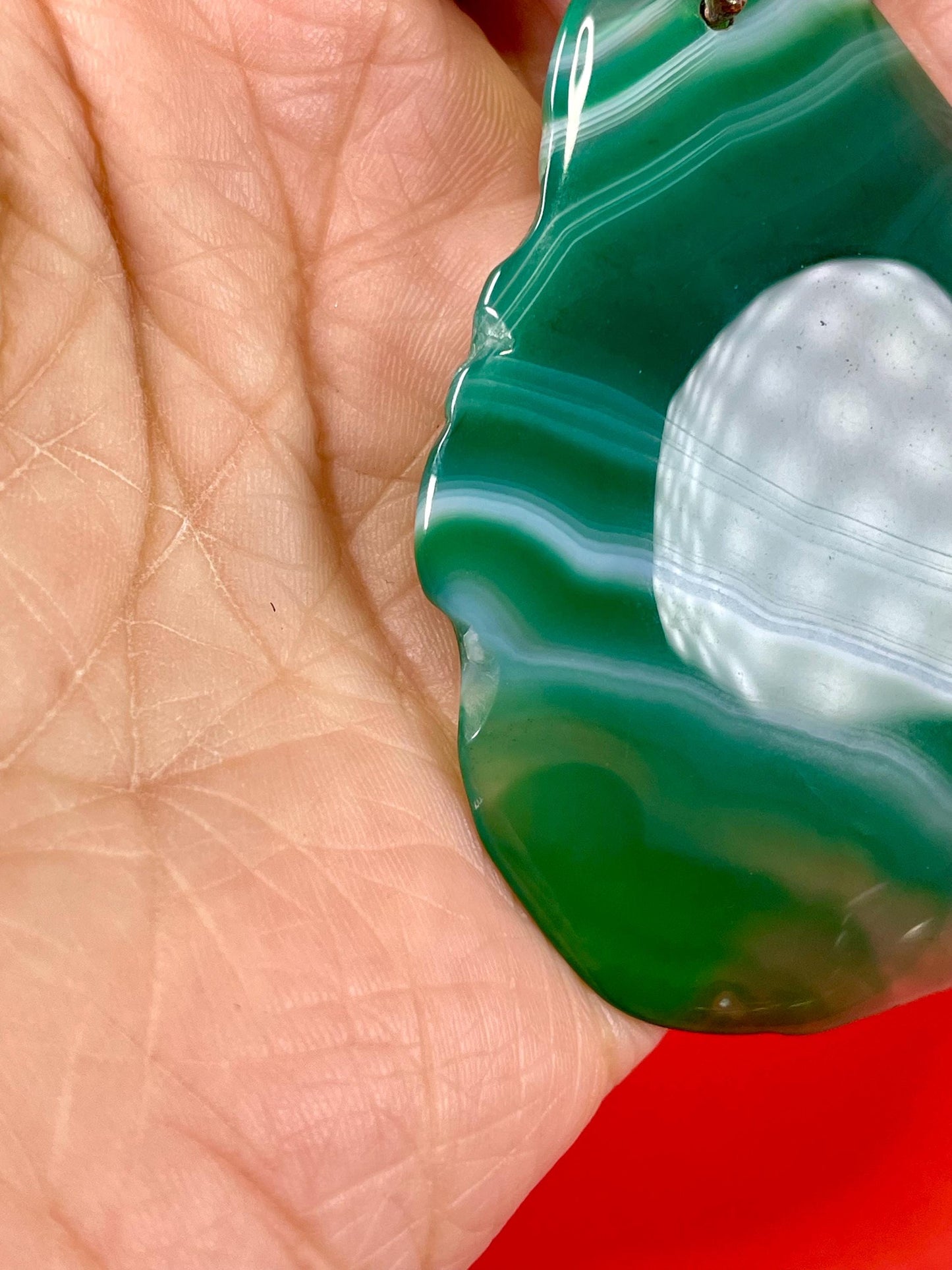 Stunning 2.75 inch Polished Green Stone Pendant