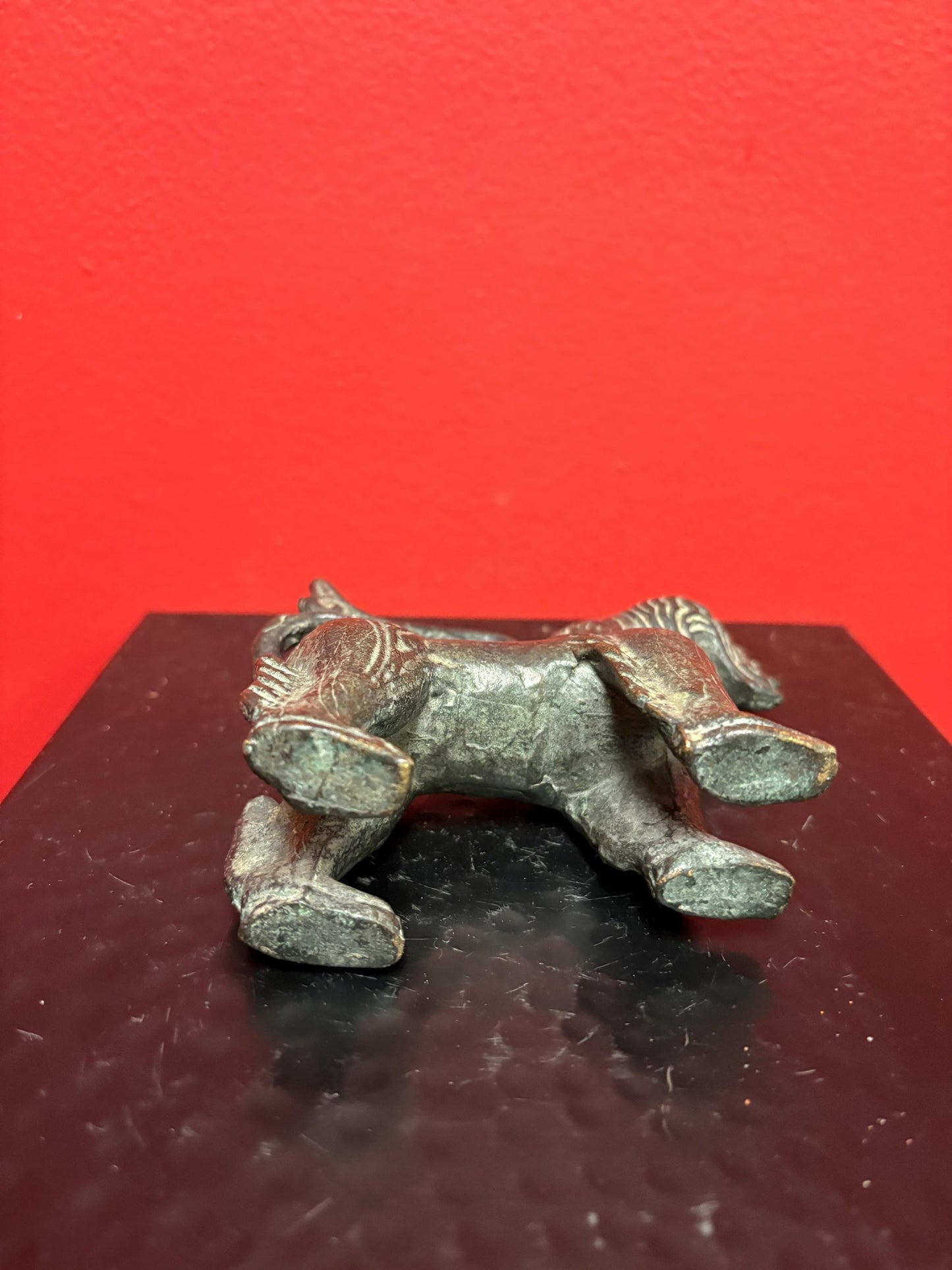 Beautiful antique Thai bronze 5 inch dragon statue with magnificent patina  wow