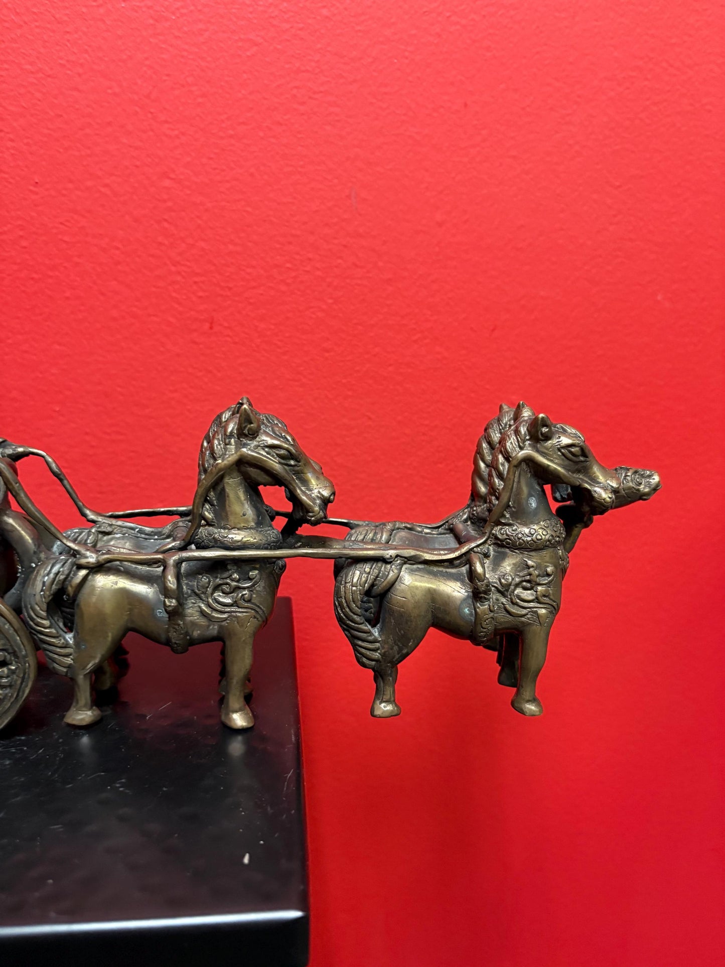 Stunning antique bronze statue of horse and riders in bronze from Myanmar - 14 x 7 high  wonderful patina