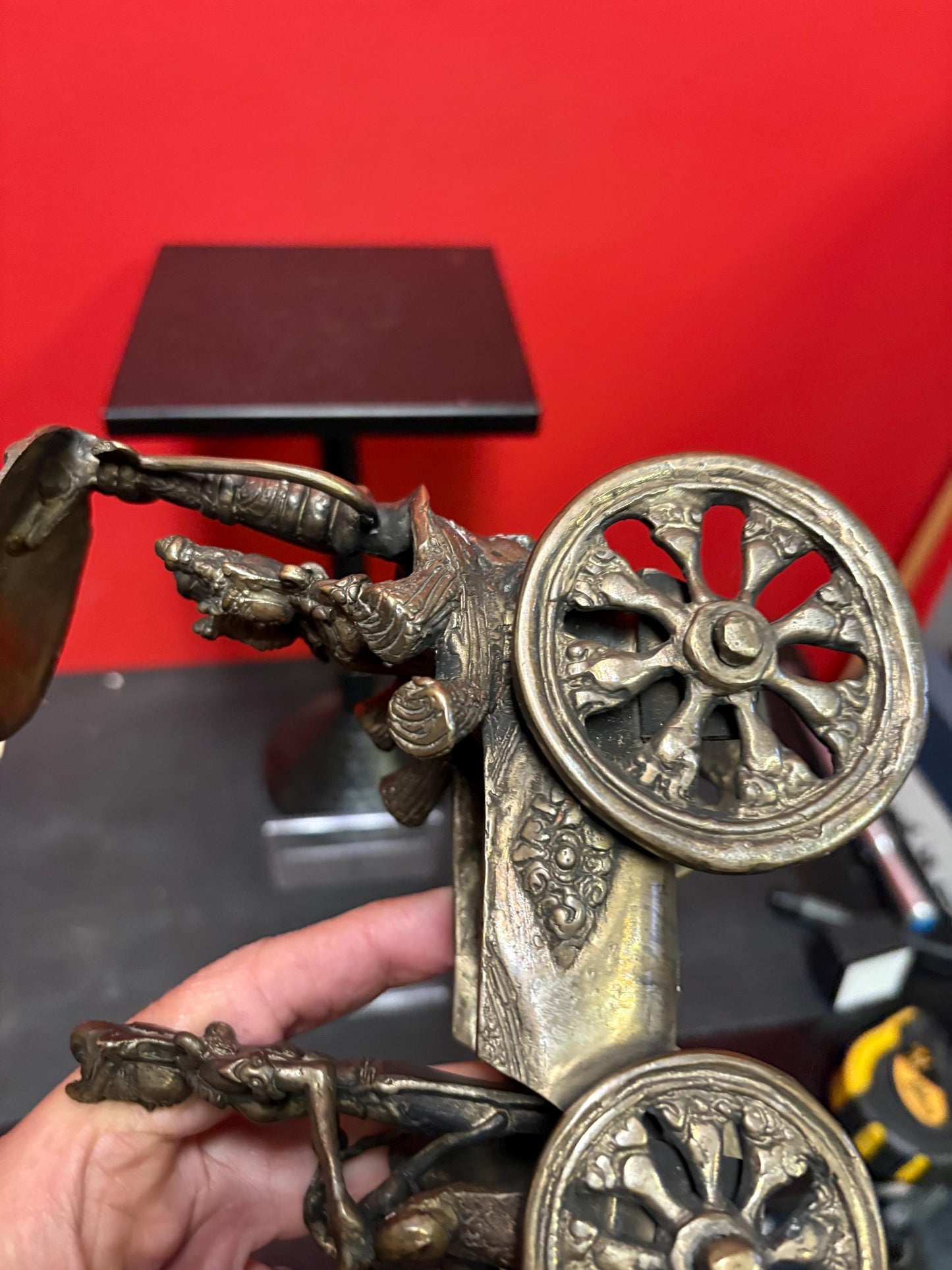 Stunning antique bronze statue of horse and riders in bronze from Myanmar - 14 x 7 high  wonderful patina