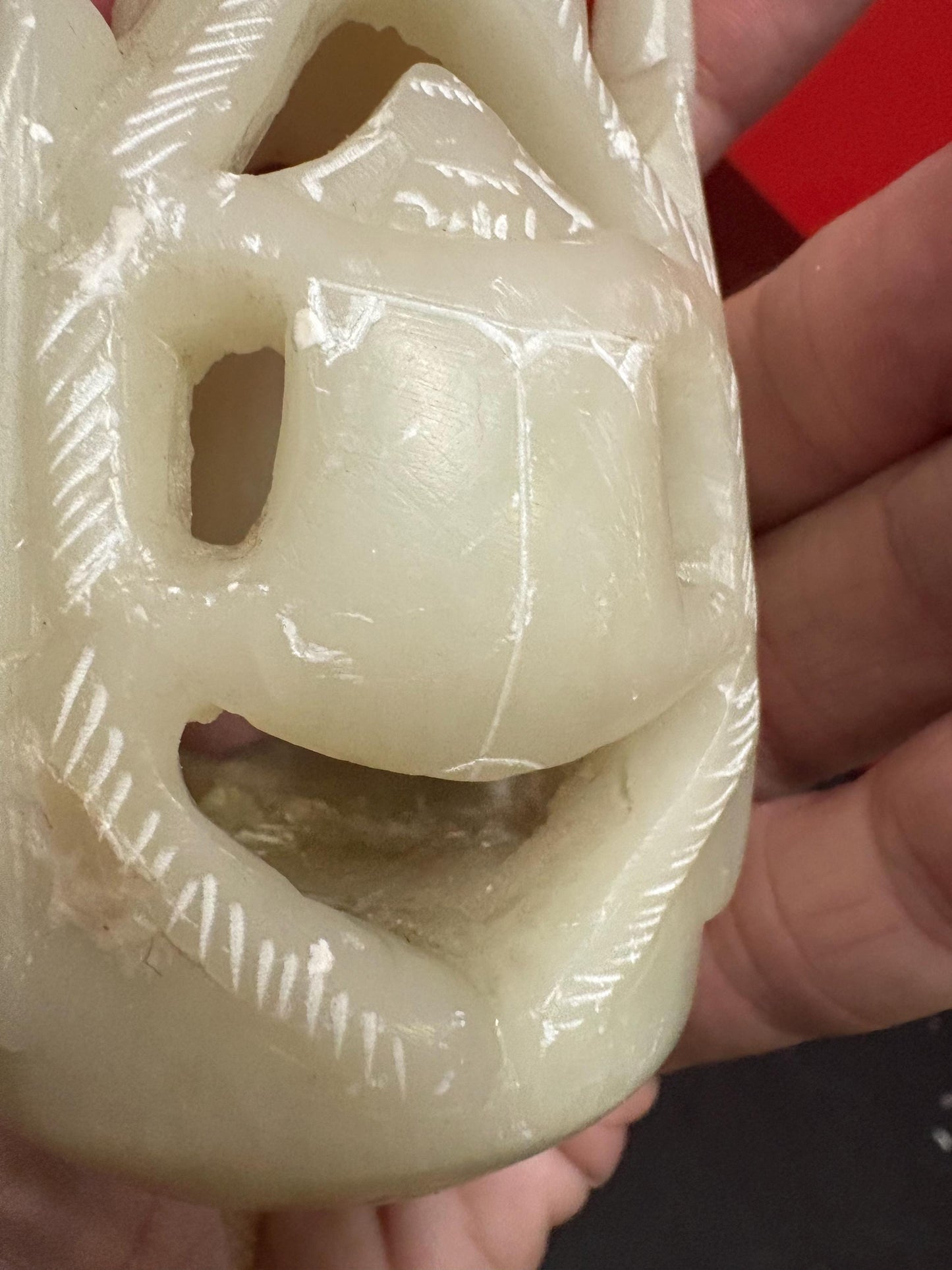 Beautiful 5 inch tall Jade vase  great imagery  origins unknown  value priced