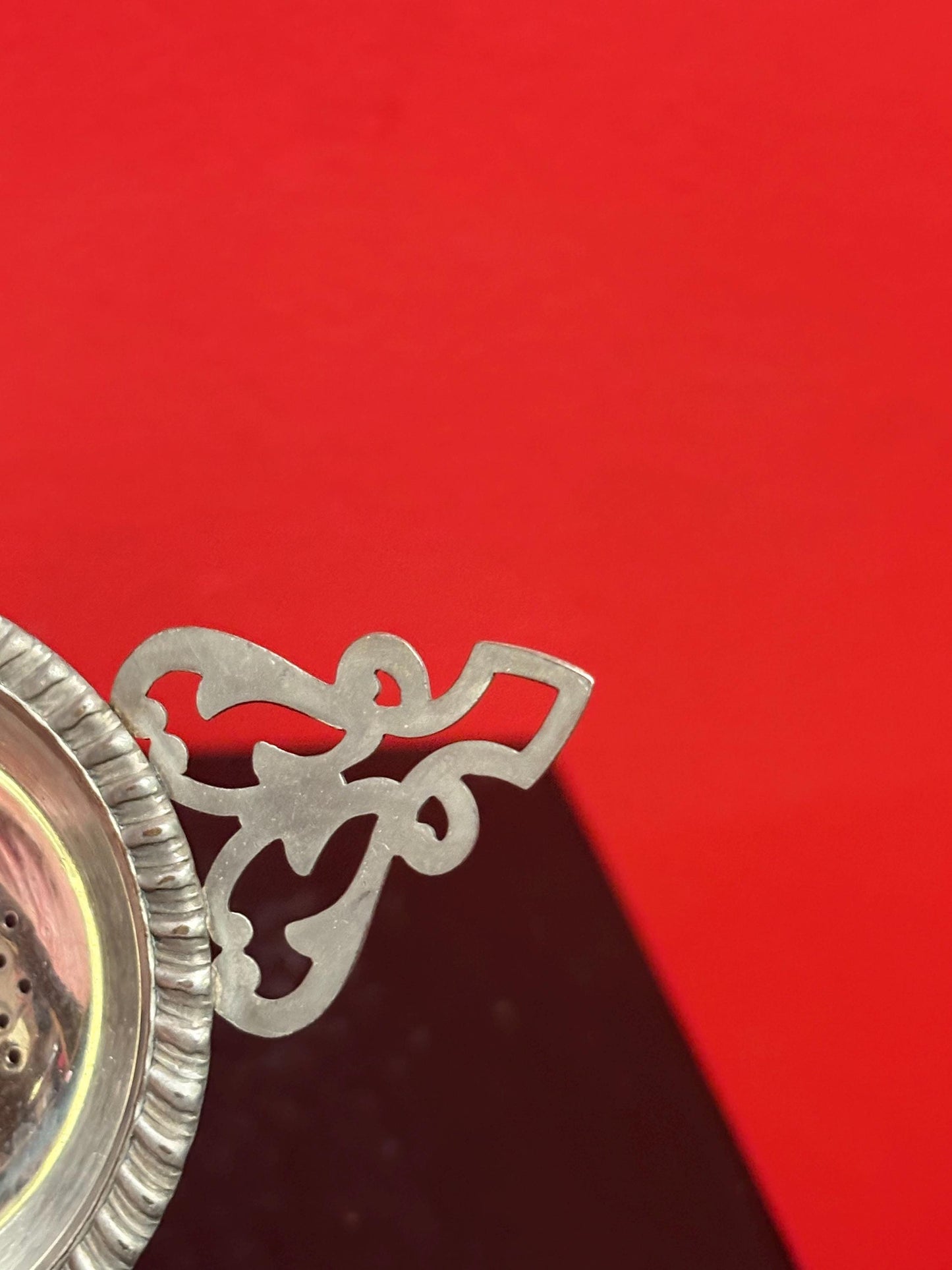 Lovely four inch silver plated English tea strainer  great gift