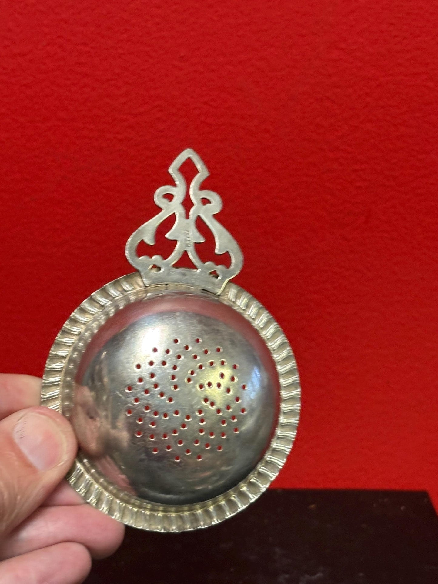 Lovely four inch silver plated English tea strainer  great gift