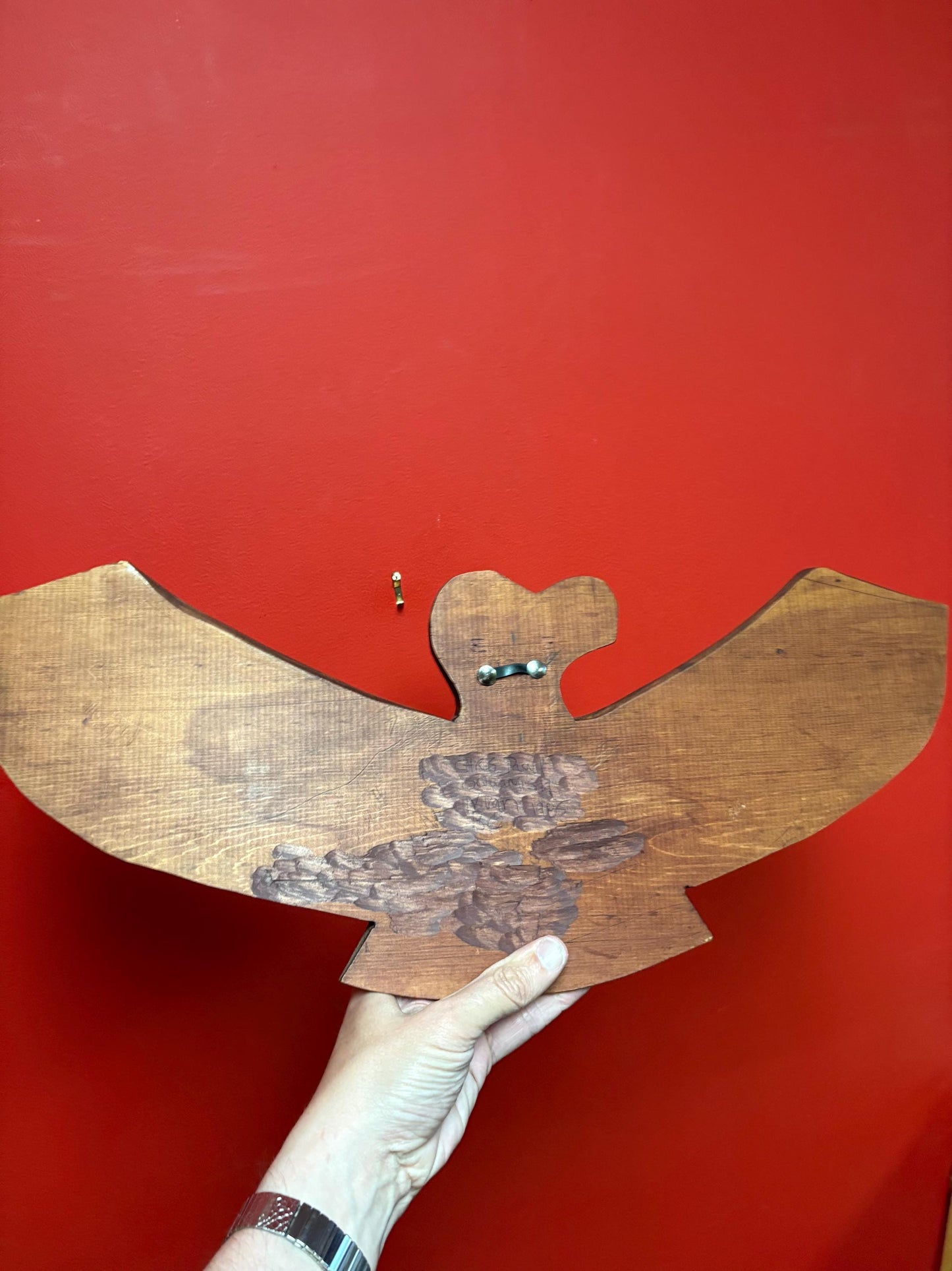 Huge 21 x 9 high signed indigenous First Nations cedar Eagle transformation plaque  great detail -