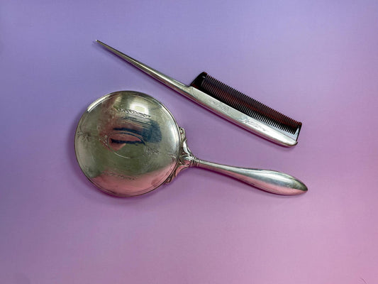 Birks Sterling Silver Mirror and Comb Set - B