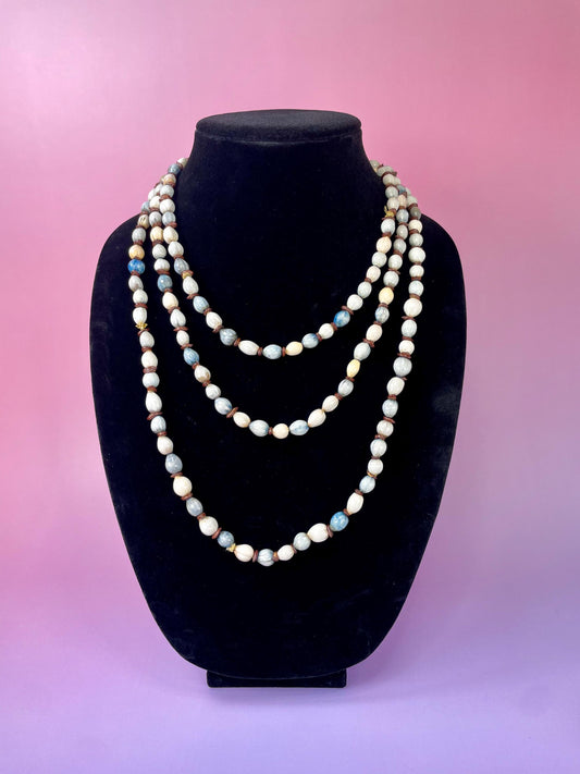 41 inch long Shell and Seed Necklace