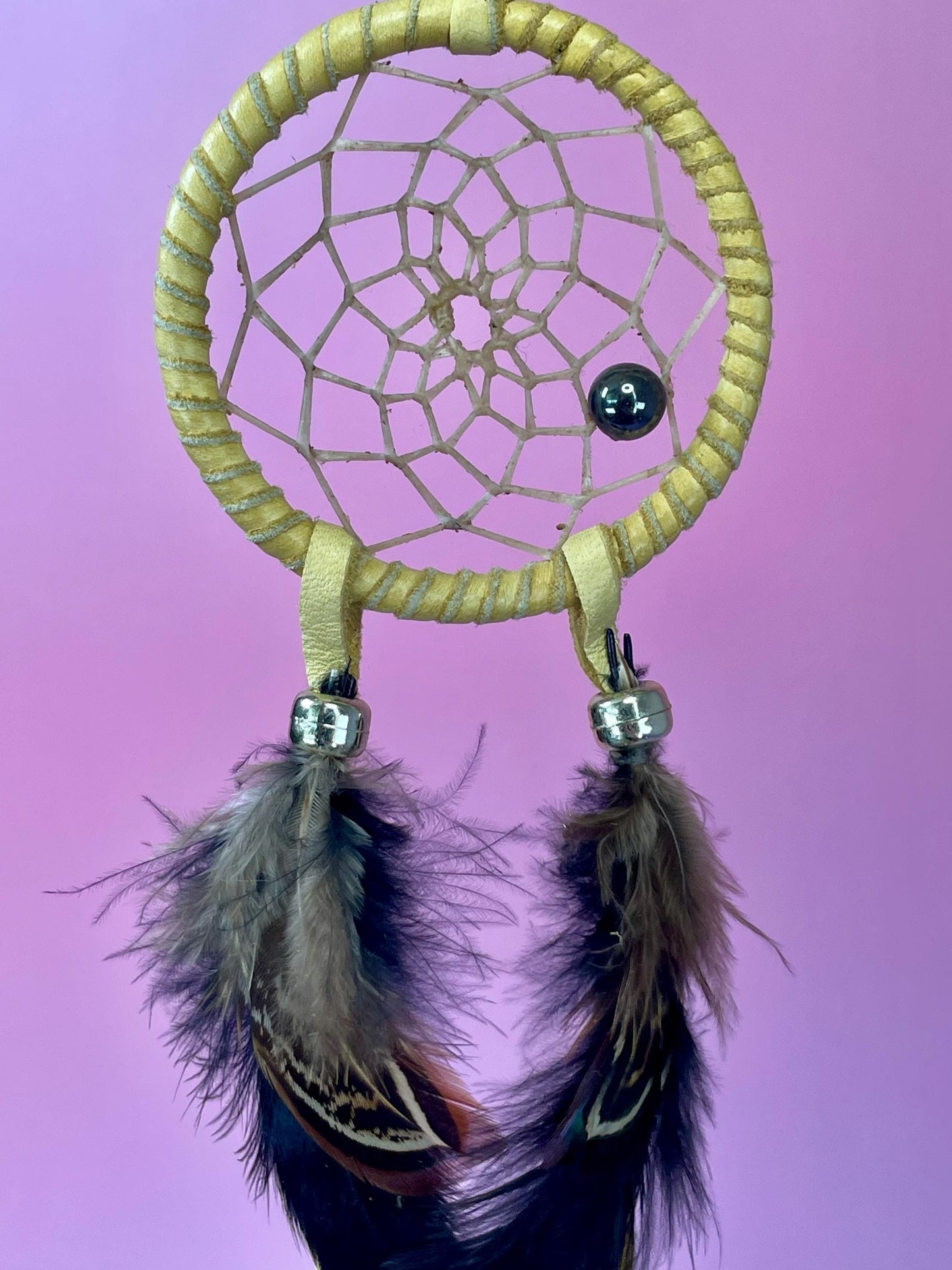 Leather, Sinew and Feather Dreamcatcher Necklace