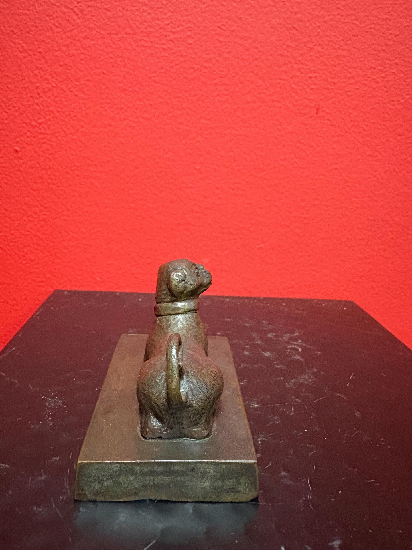 Beautiful 3 x 2 inch Asian bronze dog  great patina B