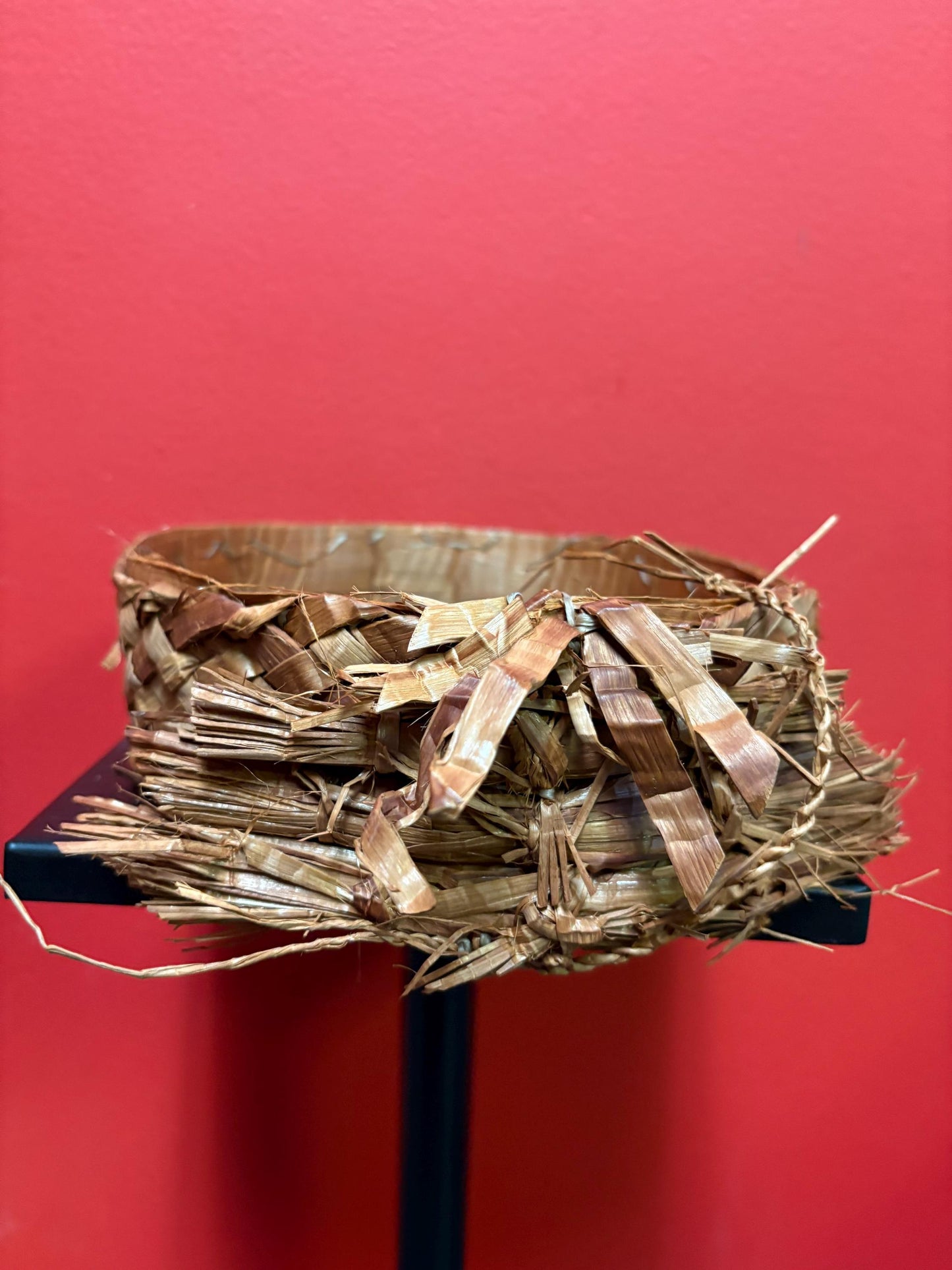 Beautiful antique indigenous Canadian First Nations 7 1/2 x 2 high cedar bark head dress  nice condition  famous artist Tony Hunt - wow