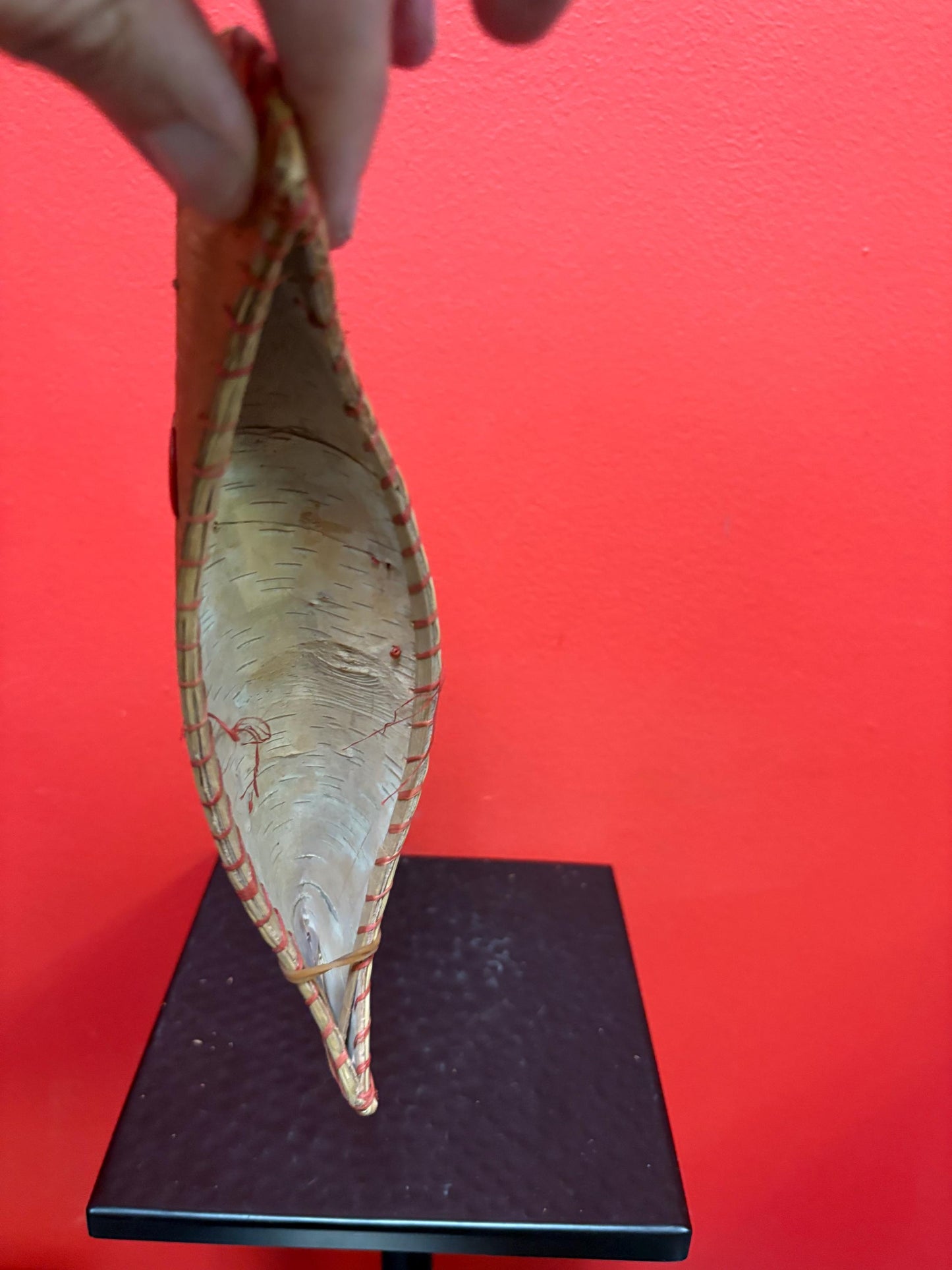 Indigenous first Nations 9 inch cedar bark canoe