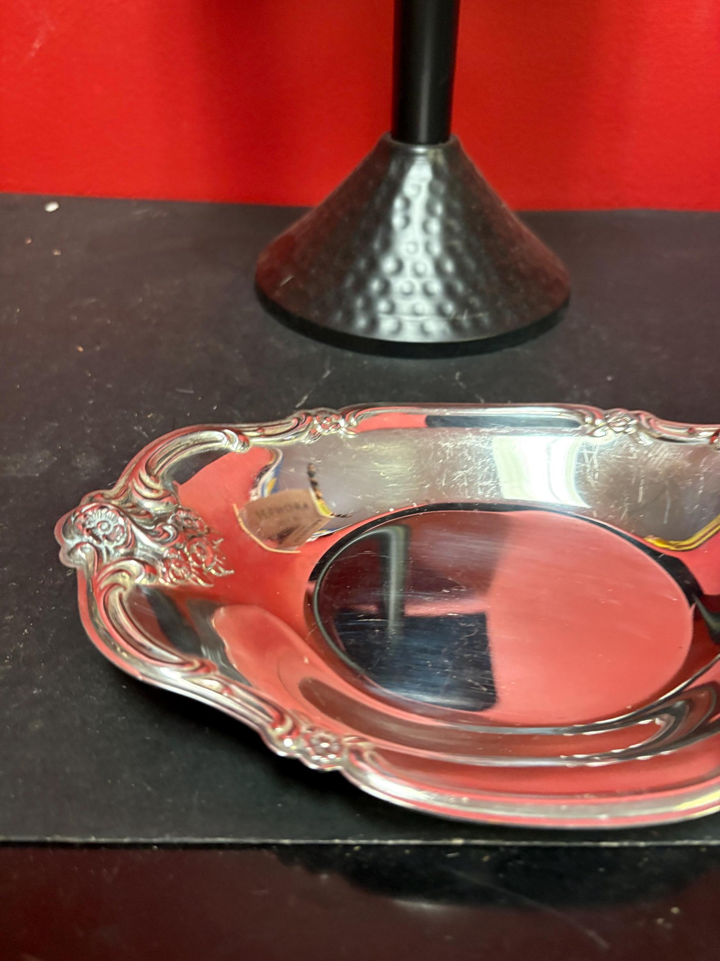 Beautiful 8.5 x 5 English antique silver plated heavily decorated dish polished and ready to gift or use