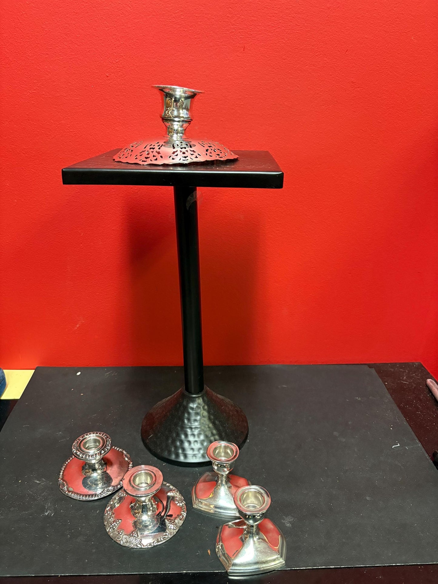 Beautiful lot of silver plated candlesticks  ready to use or  gift  5 pieces