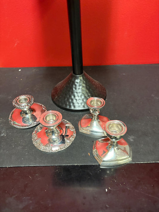 Beautiful lot of silver plated candlesticks  ready to use or  gift  5 pieces
