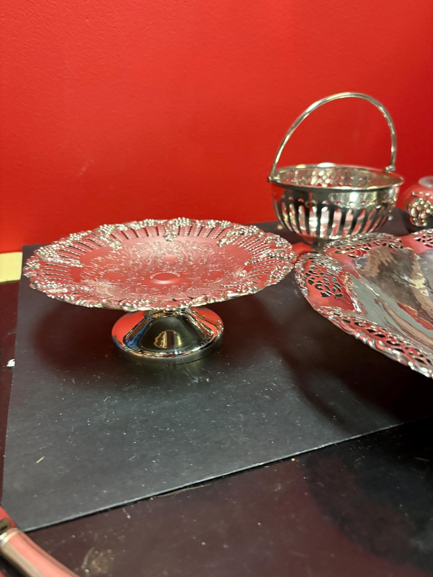 Beautiful lot of antique polished silver plate serving pieces  wonderful value and makes great gifts  wow