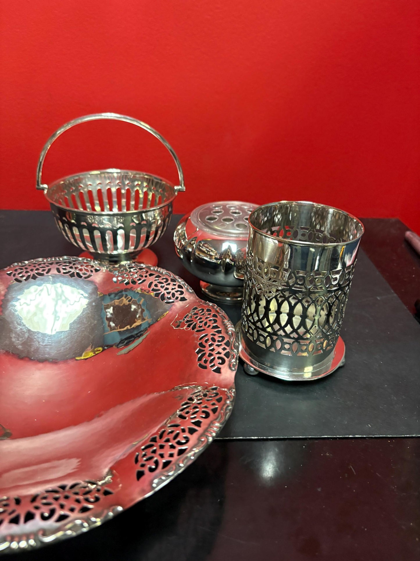 Beautiful lot of antique polished silver plate serving pieces  wonderful value and makes great gifts  wow