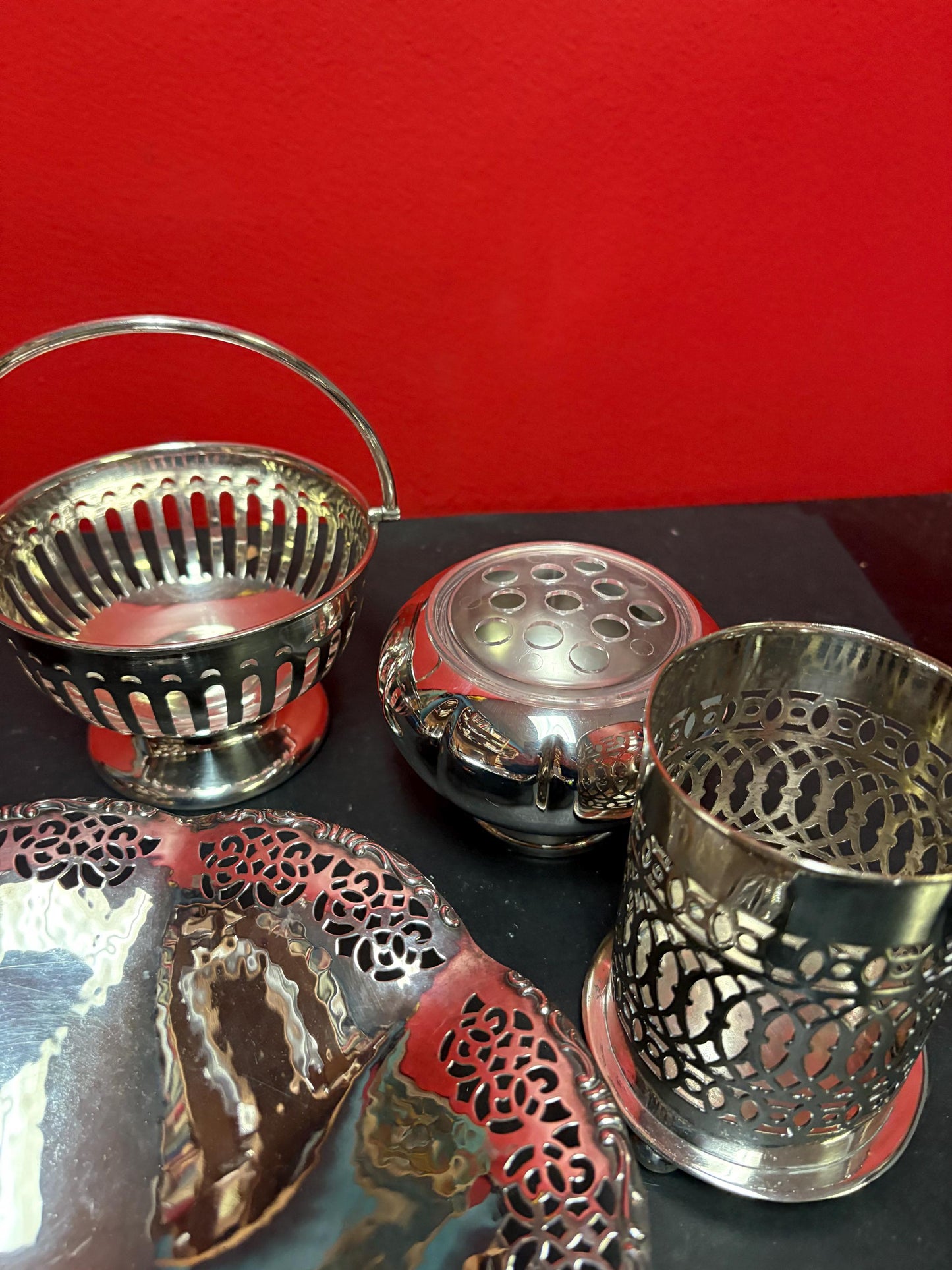 Beautiful lot of antique polished silver plate serving pieces  wonderful value and makes great gifts  wow