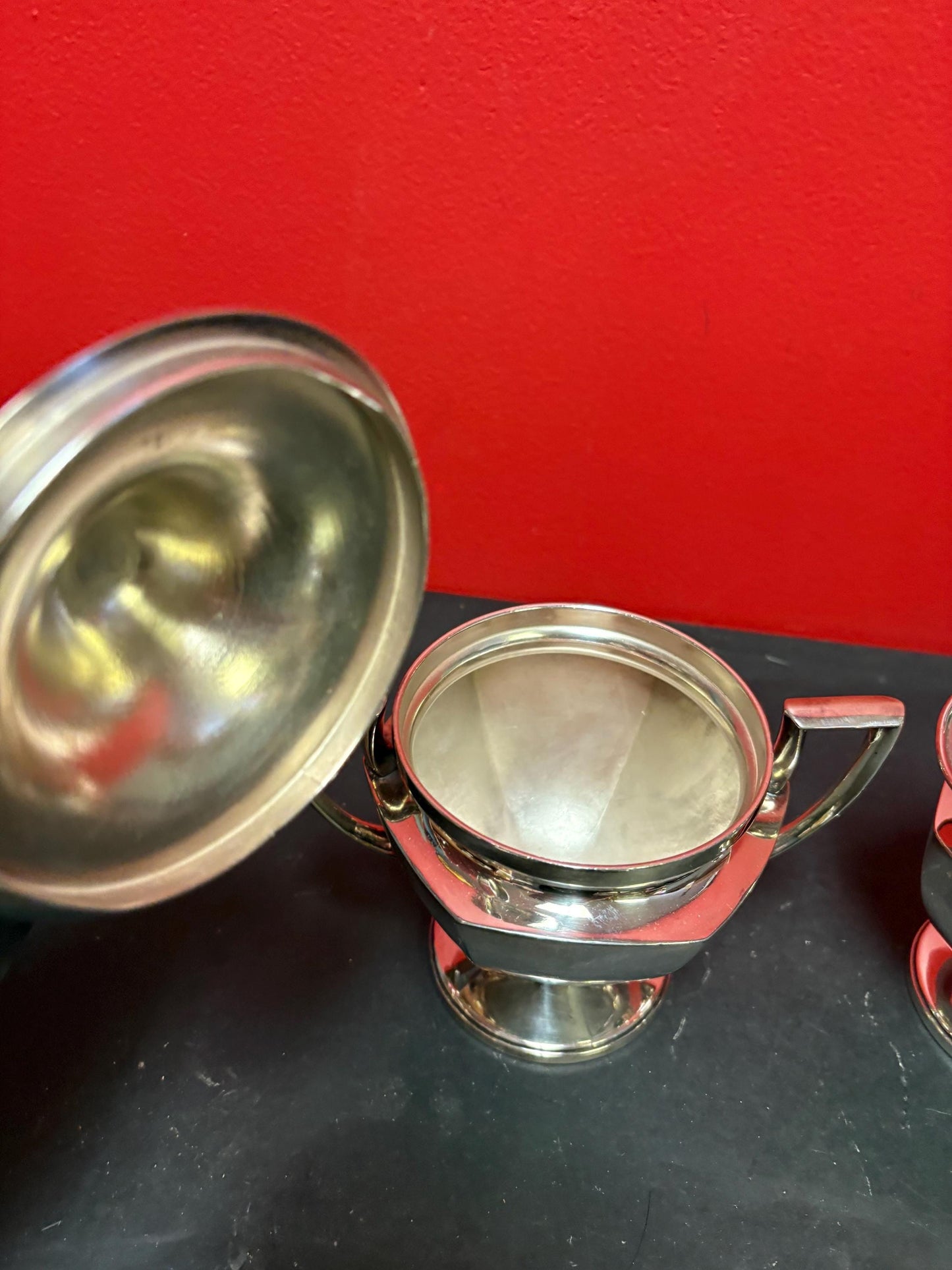 Beautiful antique silver plated cream and sugar wow