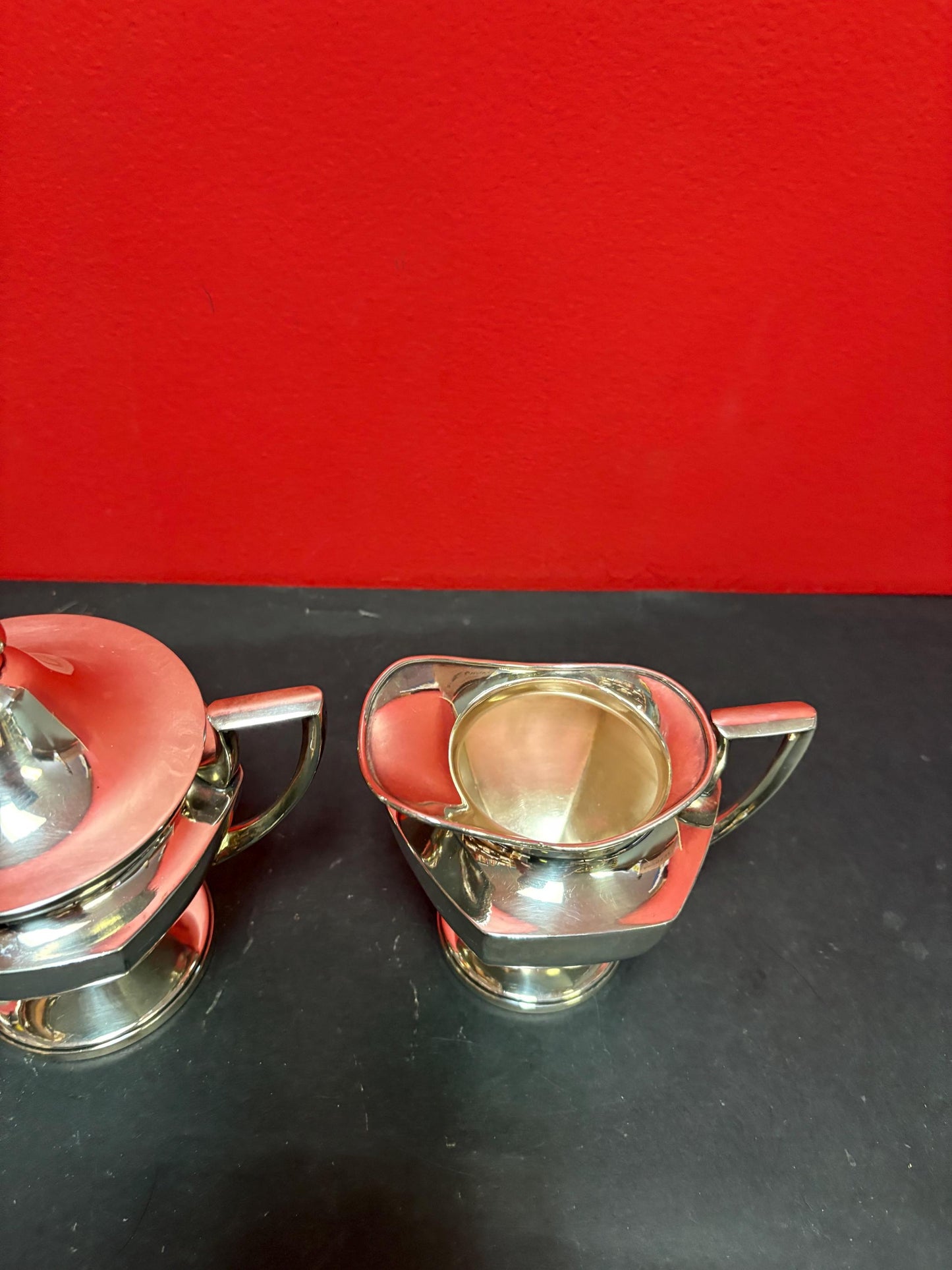 Beautiful antique silver plated cream and sugar wow