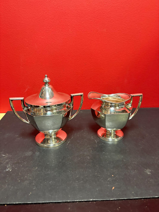 Beautiful antique silver plated cream and sugar wow
