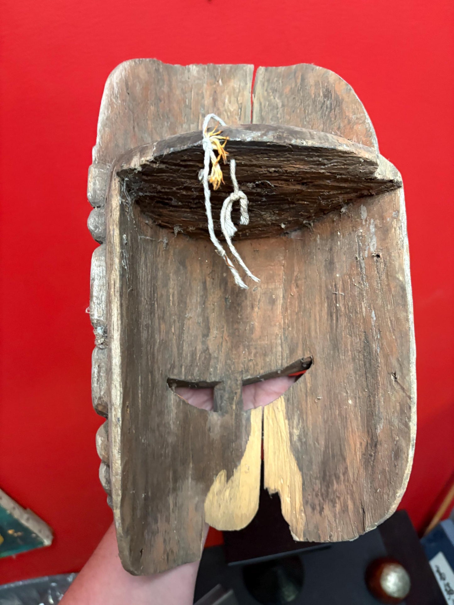 Early antique African mask  some damage and 13 inches long  seems ceremonial and very cool