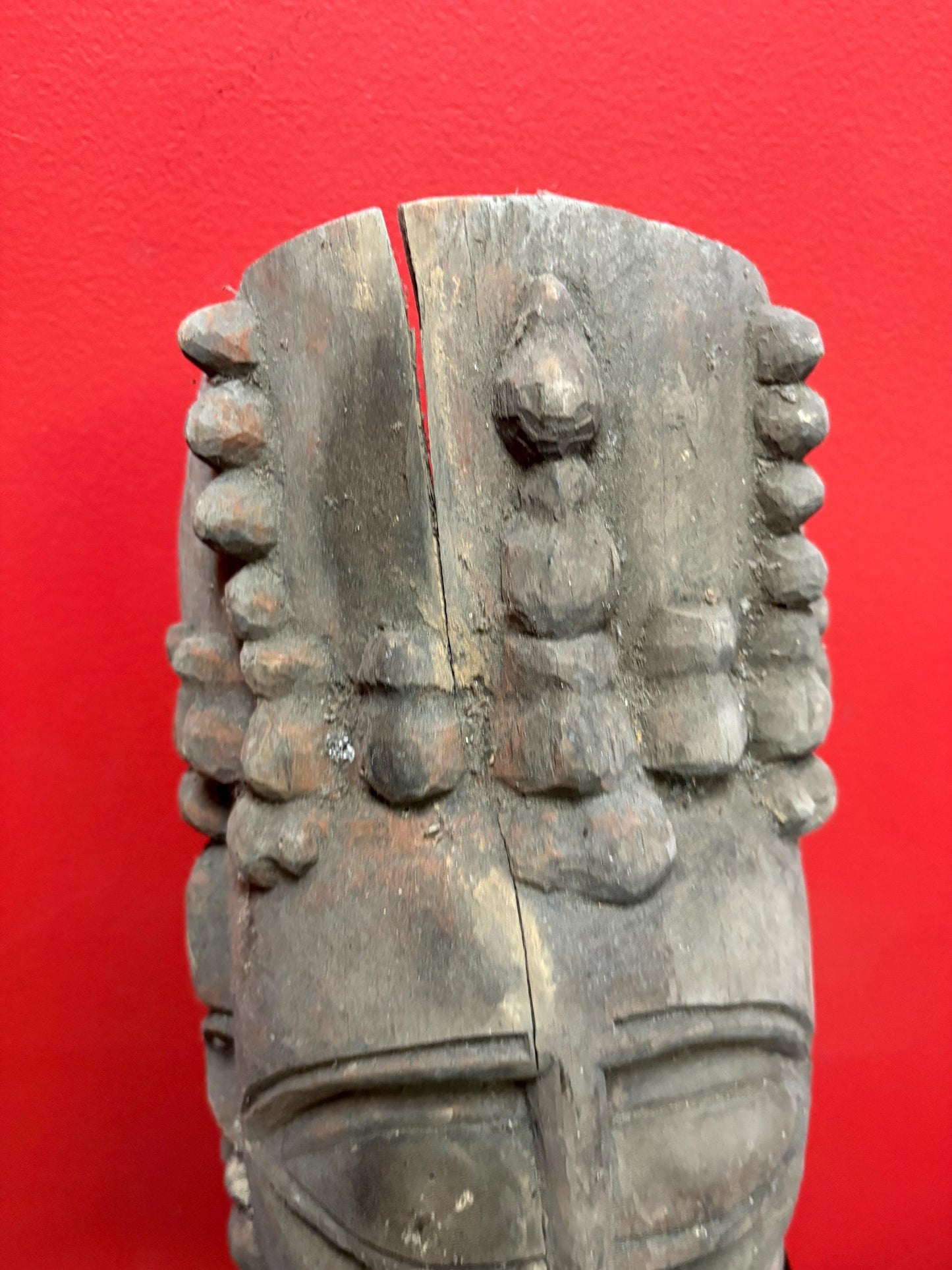 Early antique African mask  some damage and 13 inches long  seems ceremonial and very cool
