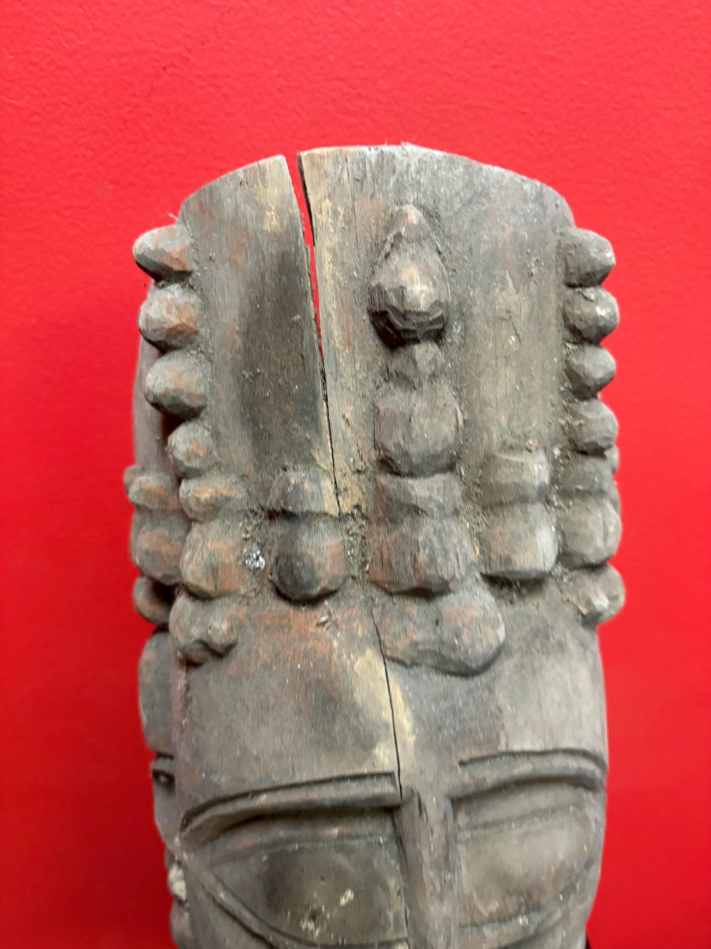 Early antique African mask  some damage and 13 inches long  seems ceremonial and very cool