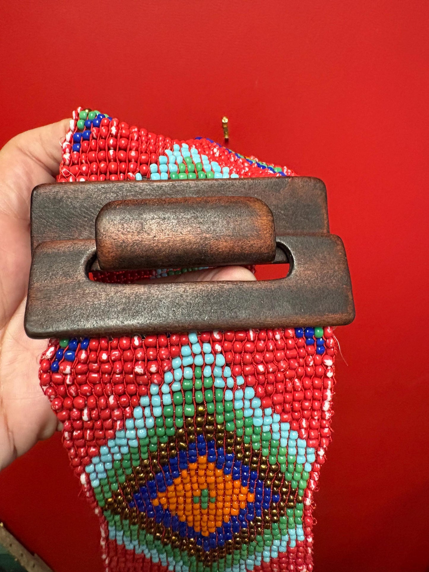 Stunning indigenous beaded 24 x 8 wide belt  amazing colours  so Unusual