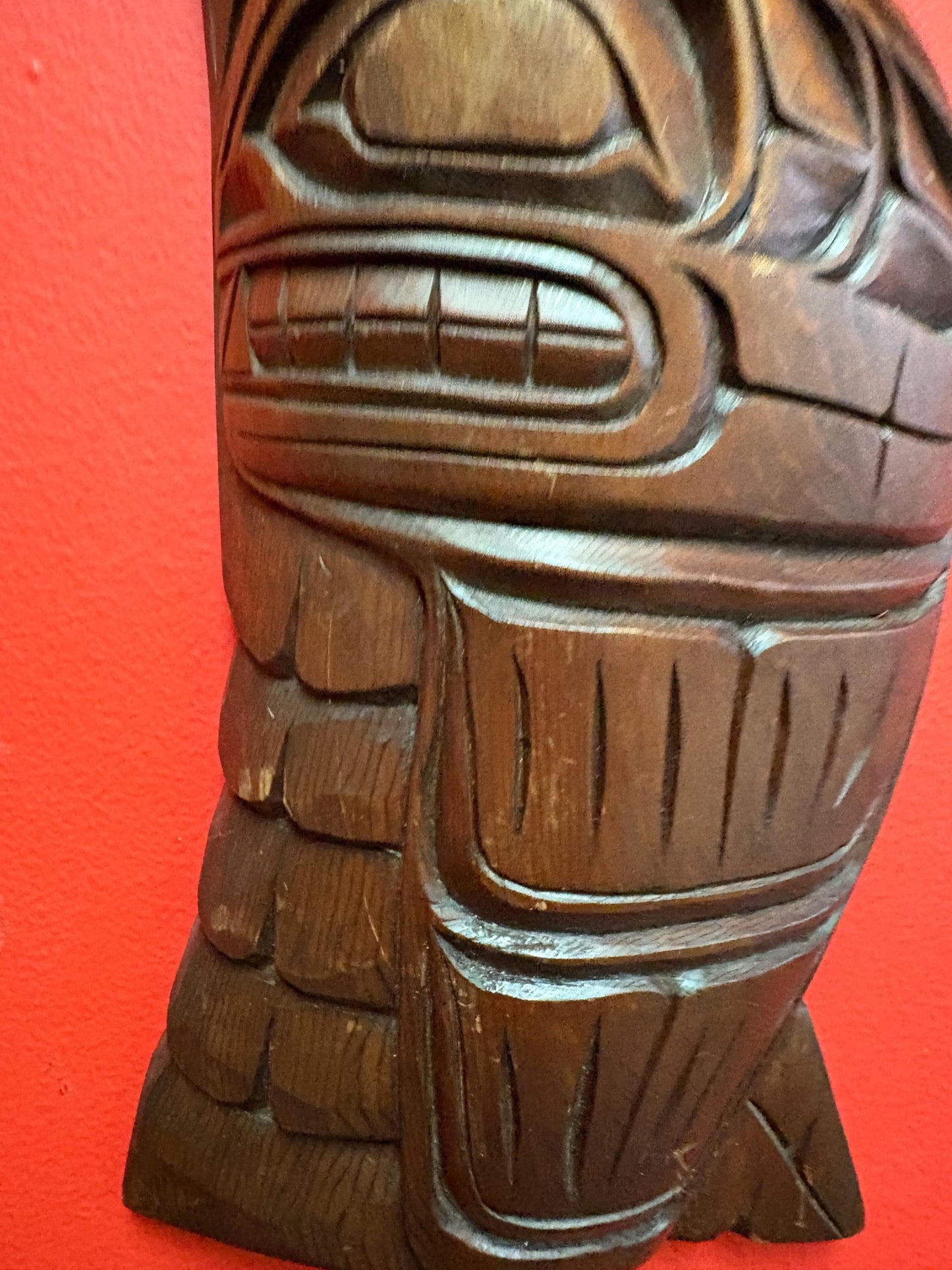 Absolutely stunning 18 x 5 indigenous first nation pacific north West Coast Eagle killer whale transformation plaque  well carved unsigned