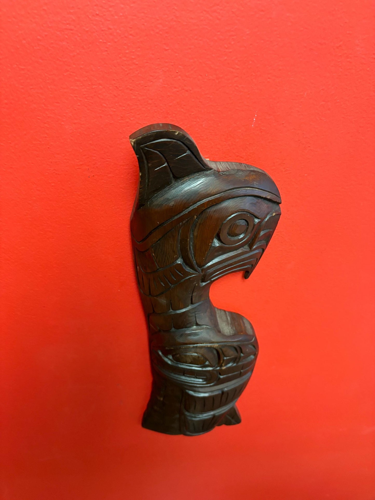 Absolutely stunning 18 x 5 indigenous first nation pacific north West Coast Eagle killer whale transformation plaque  well carved unsigned