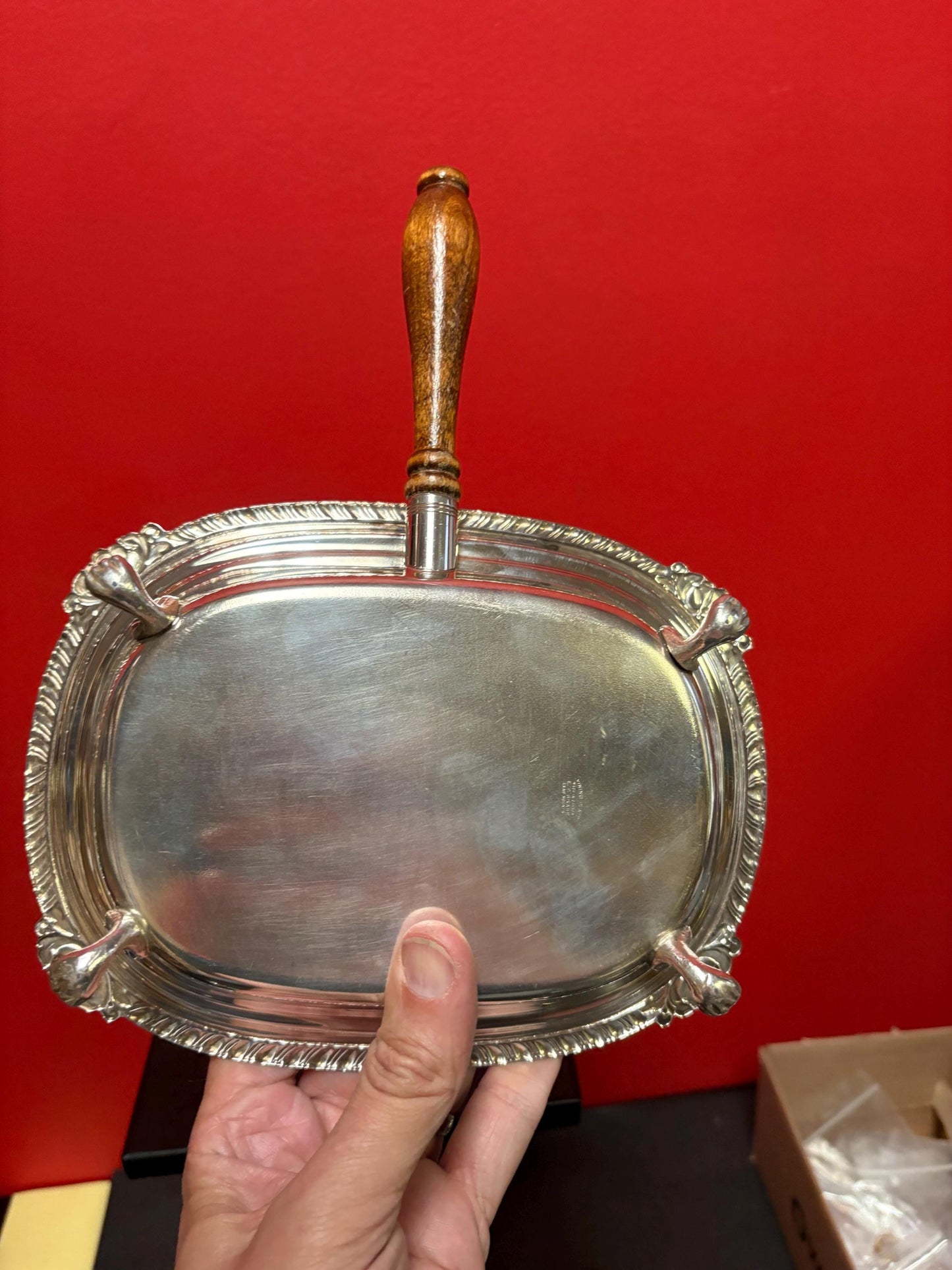 Beautiful silver plated antique 10 x 8 x 2 high silent Butler or crumb scoop