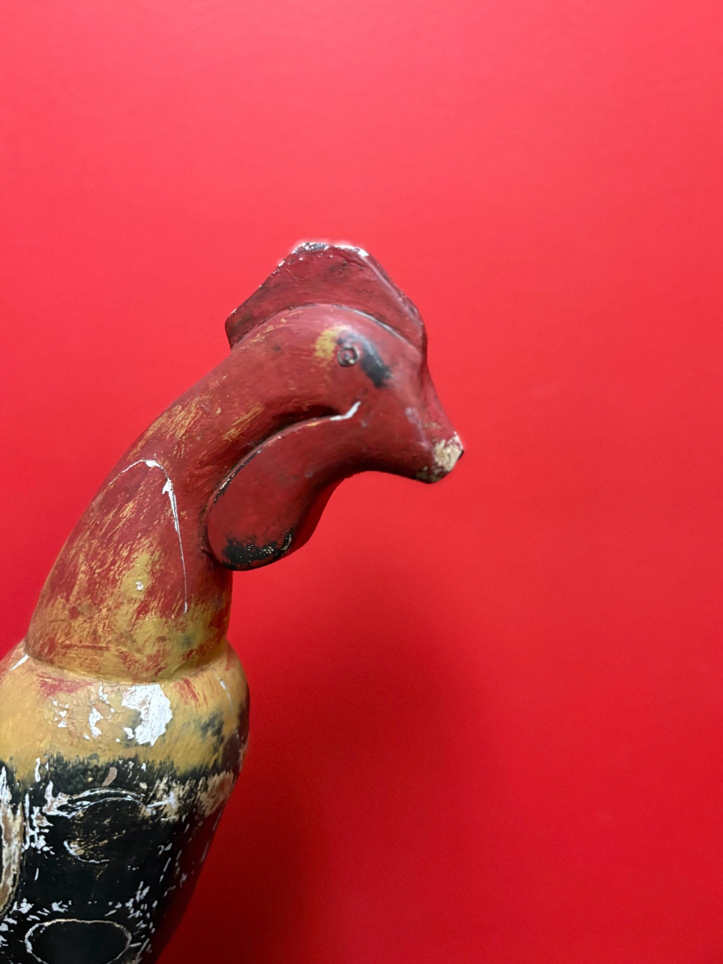 Beautiful folk art 18 inch tall rooster wooden statue  great colours  perfect for home decor or gift  cock-a-doodle-doo