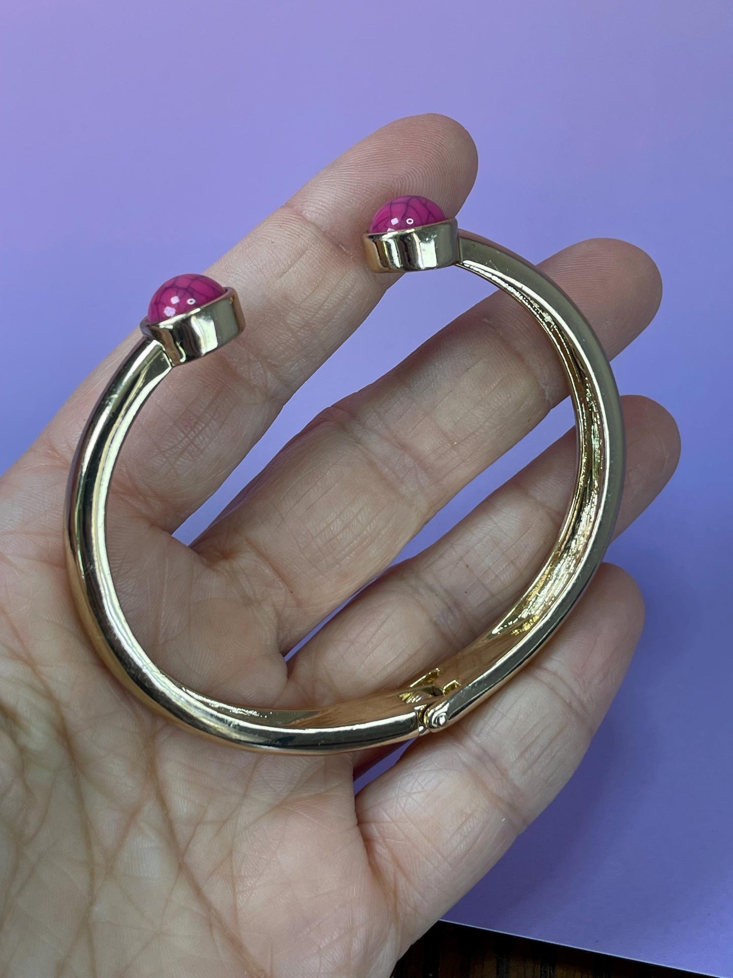 Gold-Tone Spring Hinge Cuff Bracelet