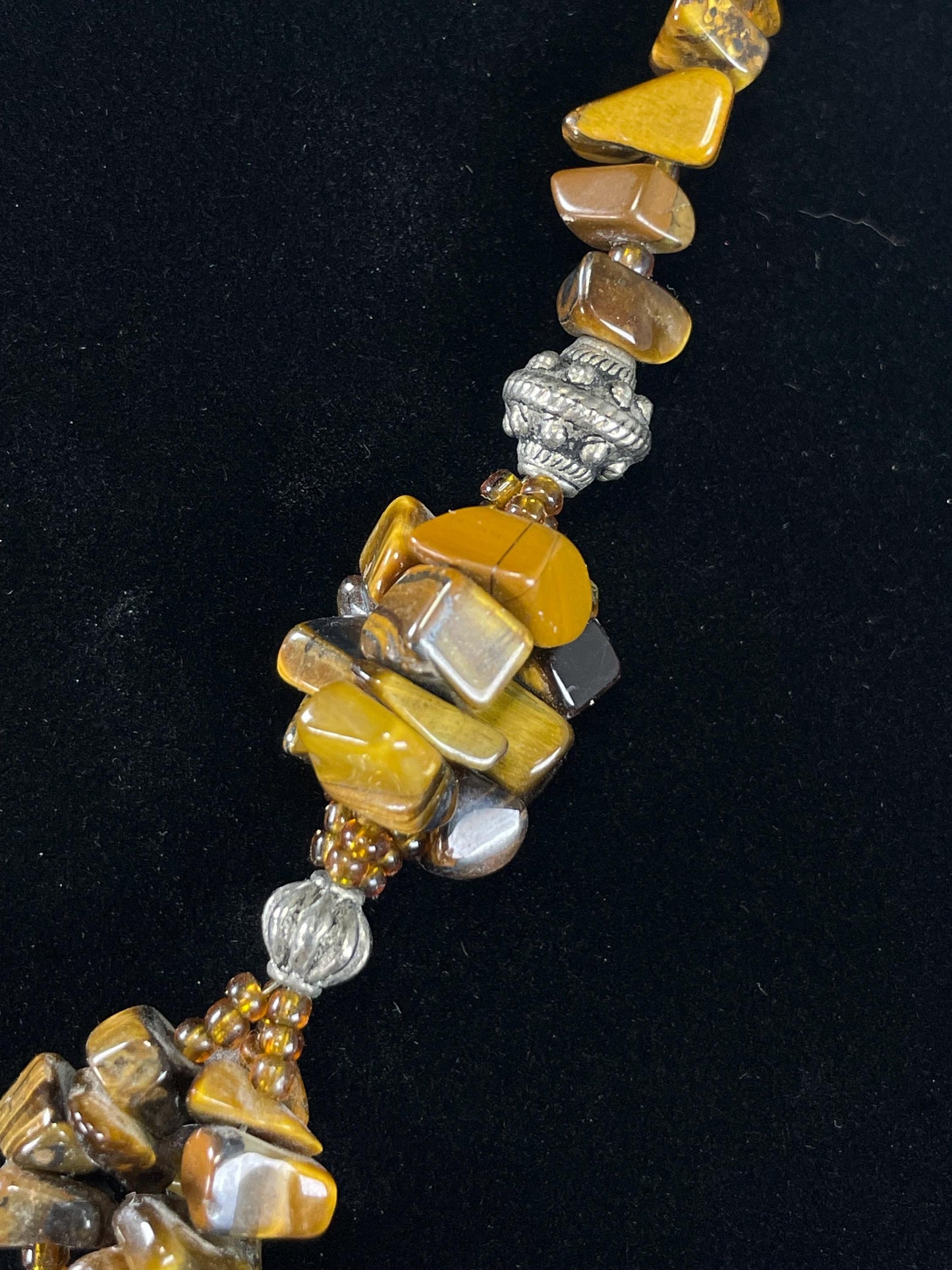 Amazing Tigers Eye Beaded Necklace and Large Pendant