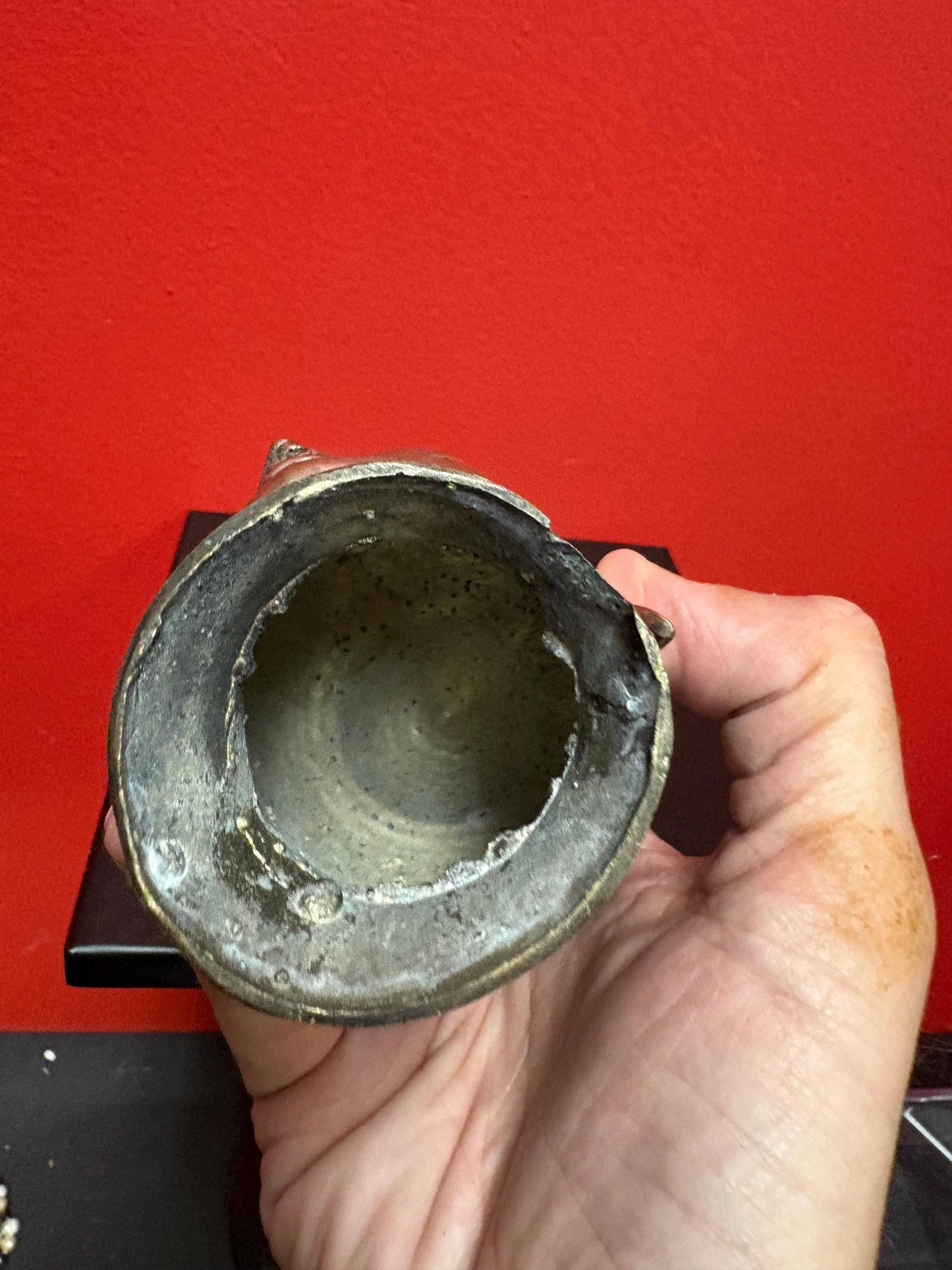 Lovely old Asian 5 inch silver Buddha — great serene look — wow